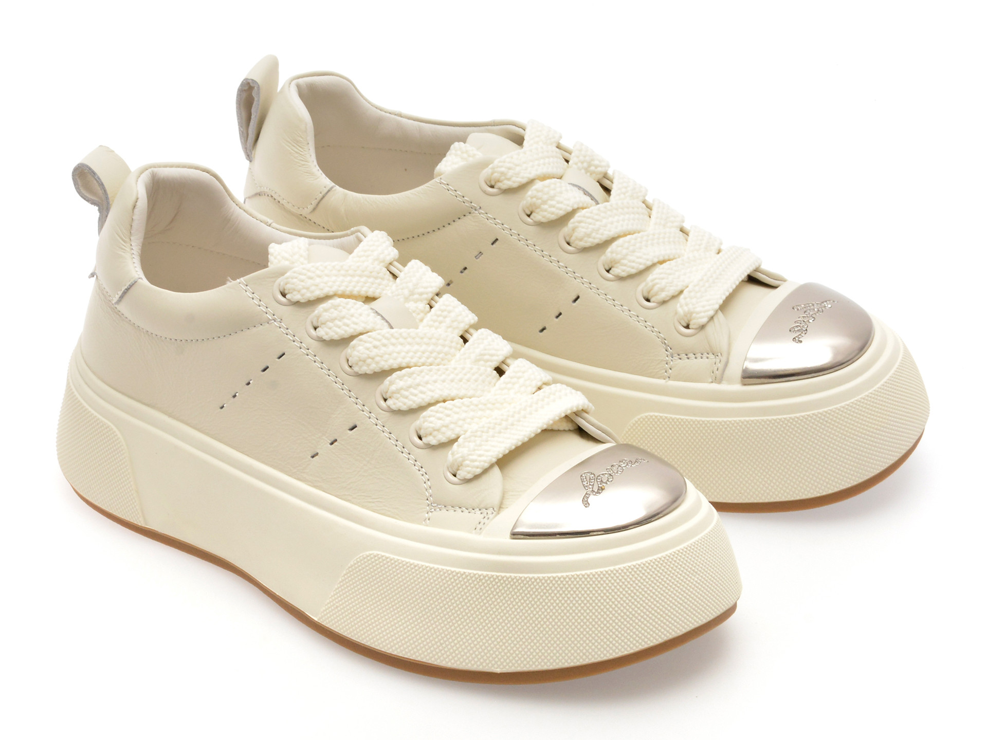 Pantofi sport EPICA albi, 28701, din piele naturala