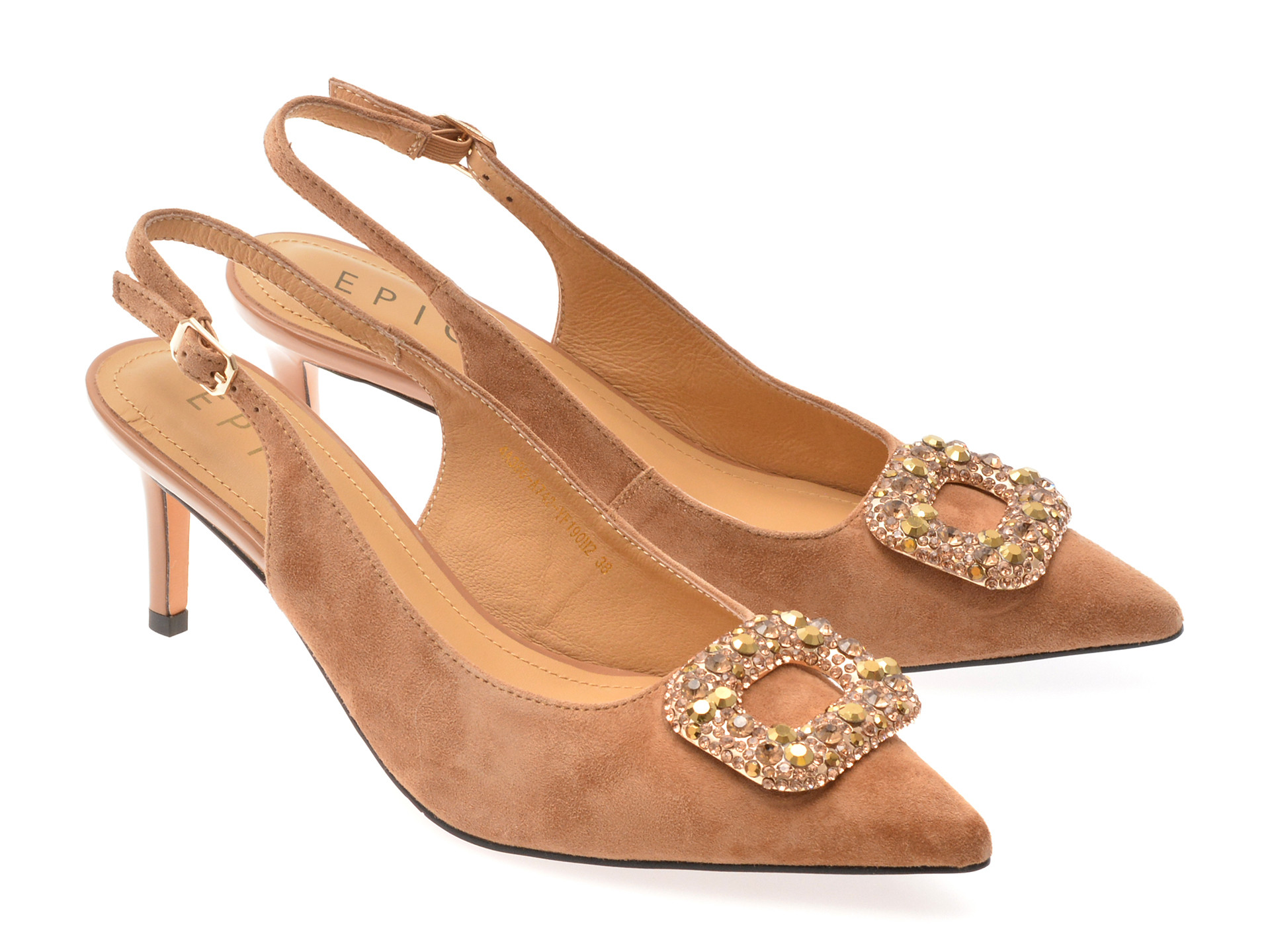 Pantofi eleganti EPICA maro, 4A386, din piele intoarsa