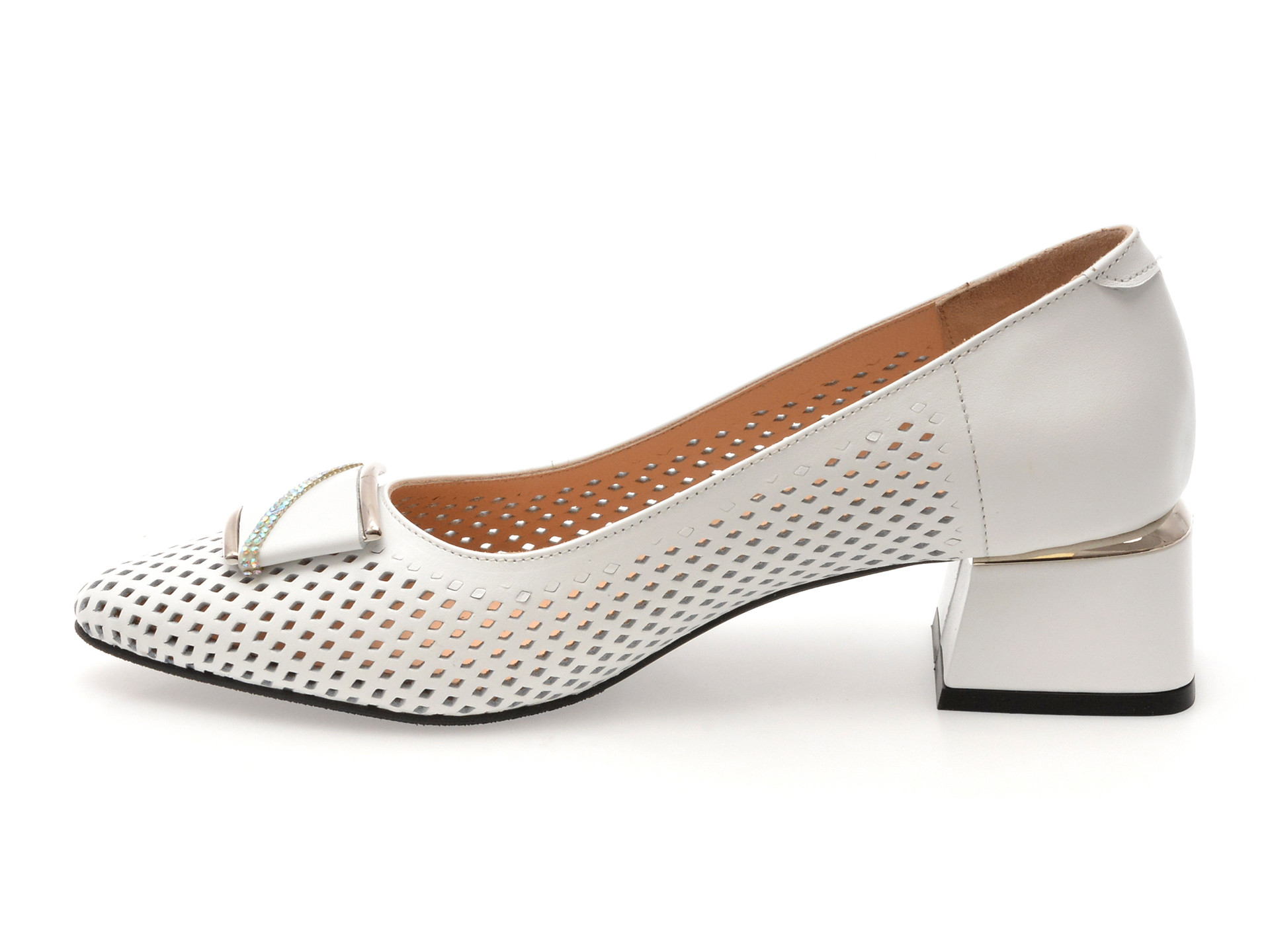 Pantofi EPICA albi, 6192301, din piele naturala