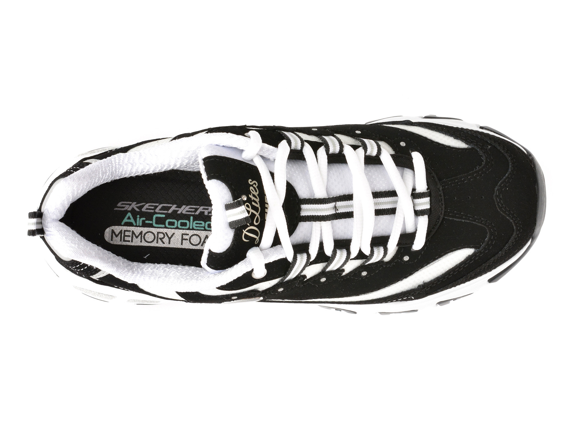 Pantofi sport SKECHERS alb-negru, D LITES , din material textil