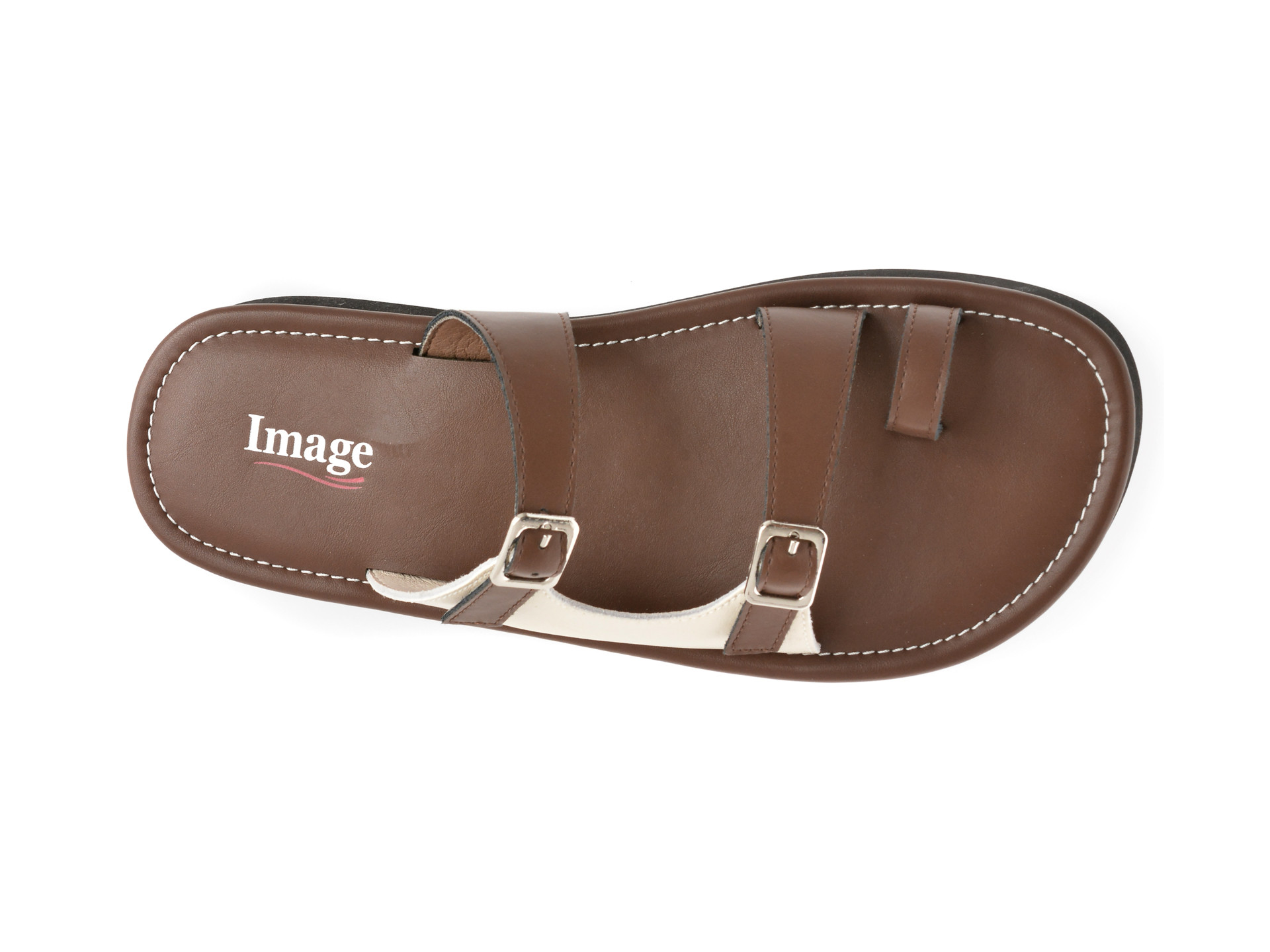 Papuci IMAGE maro, 201511, din piele naturala