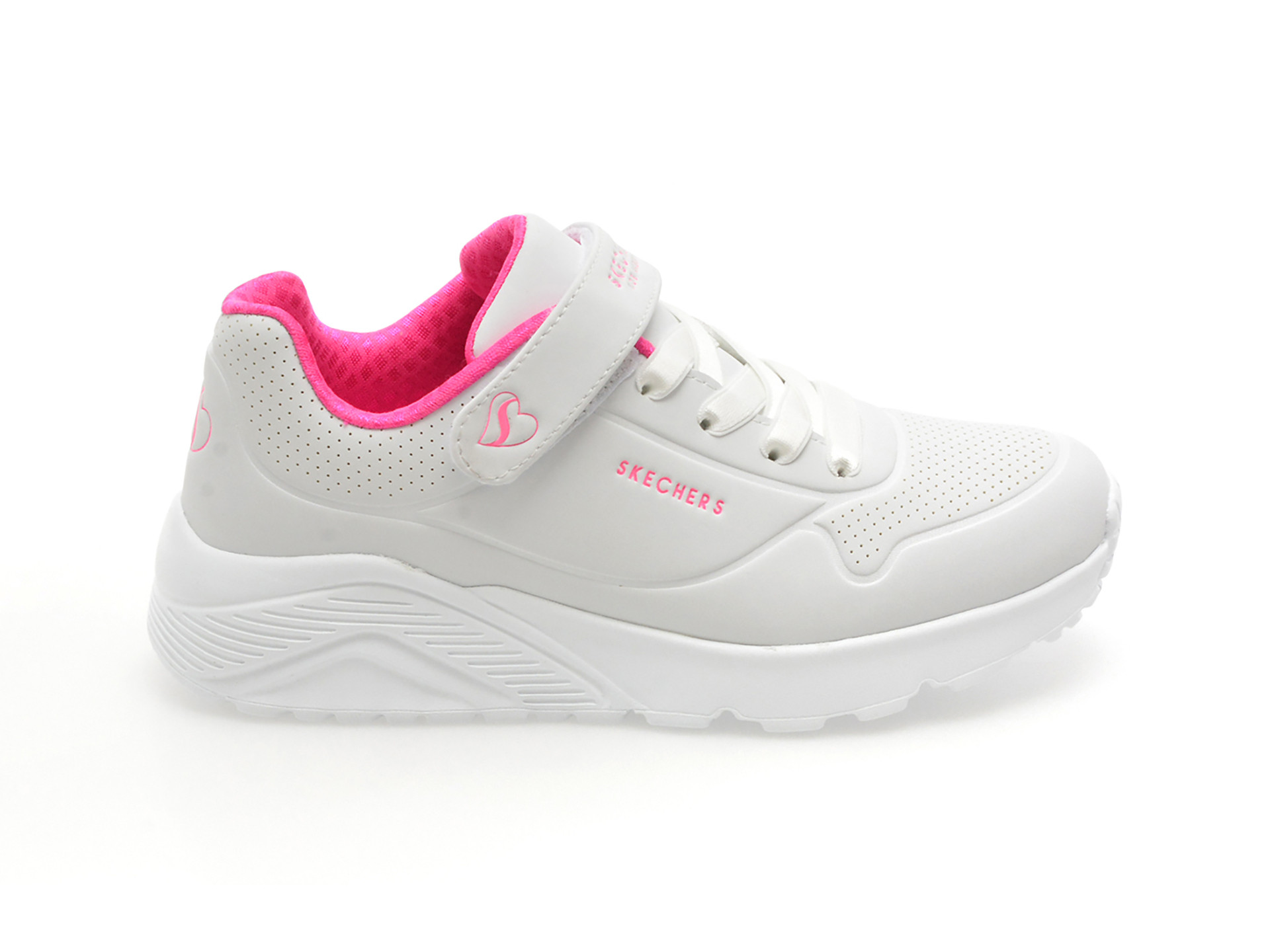 Pantofi sport SKECHERS albi, UNO LITE, din piele ecologica