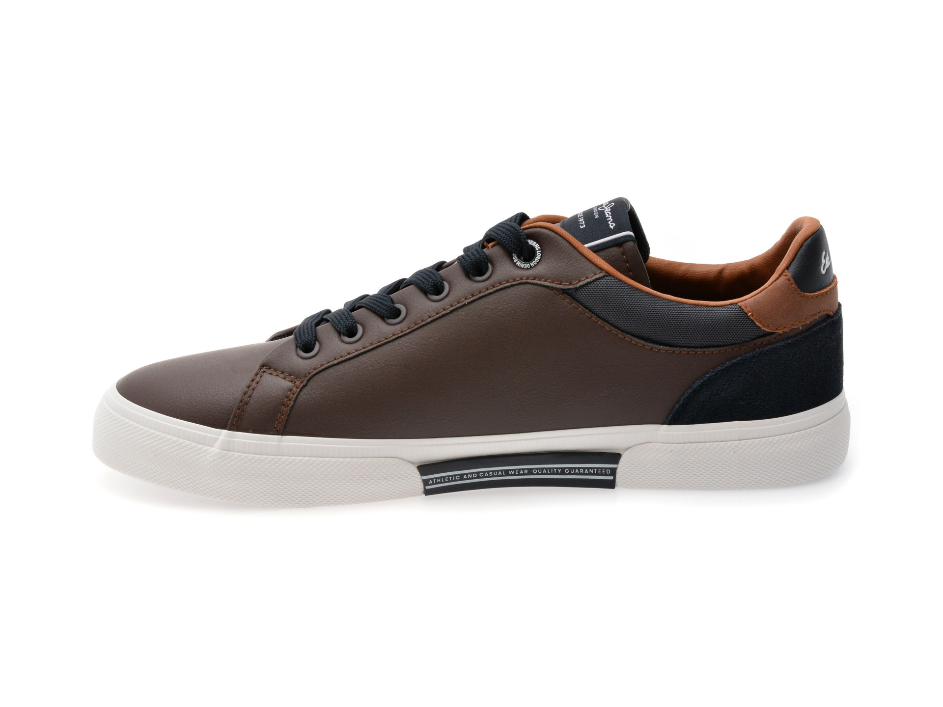 Pantofi sport PEPE JEANS maro, KENTON COURT, din piele ecologica