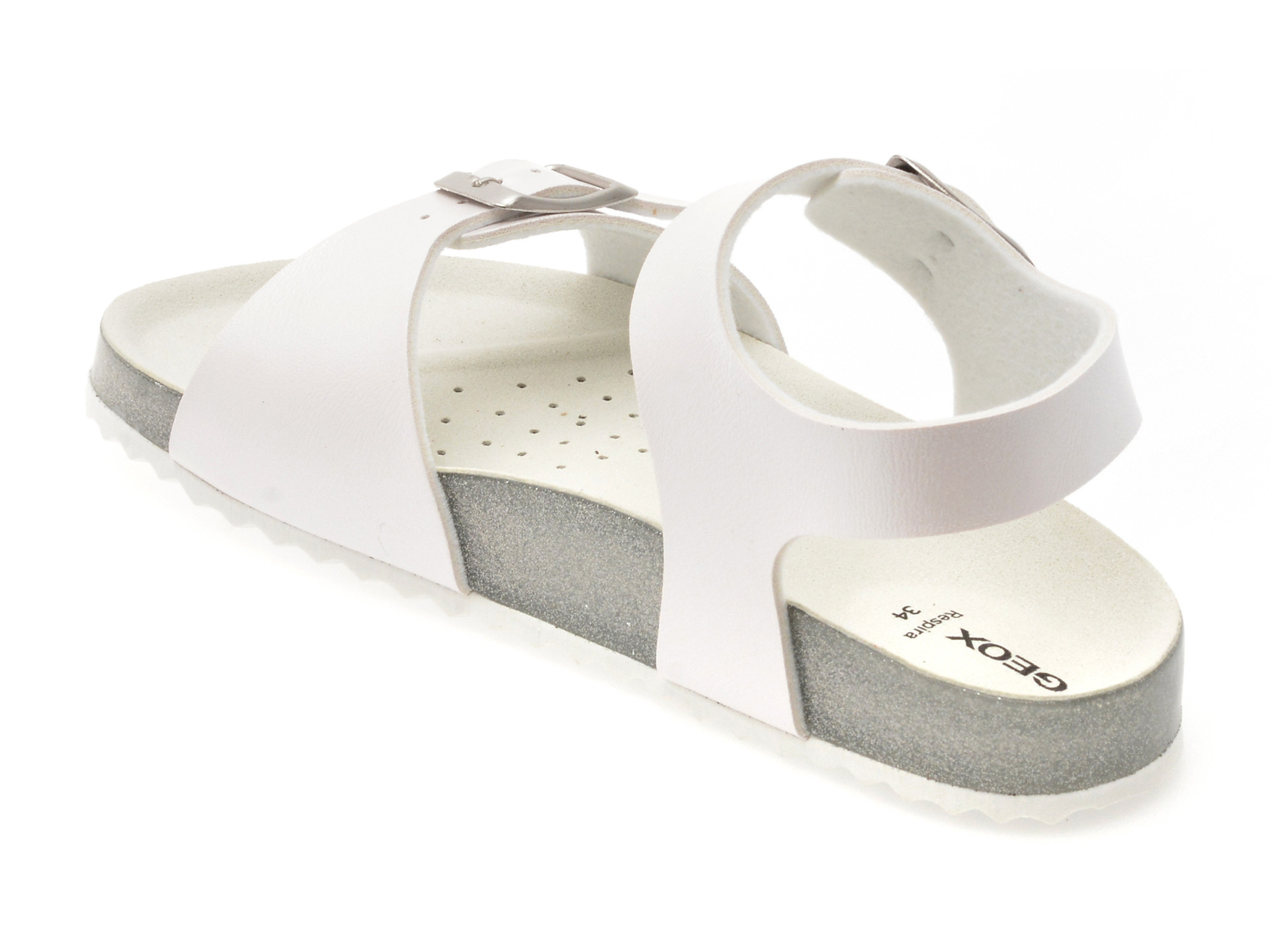 Sandale GEOX albe, J558MI, din piele ecologica