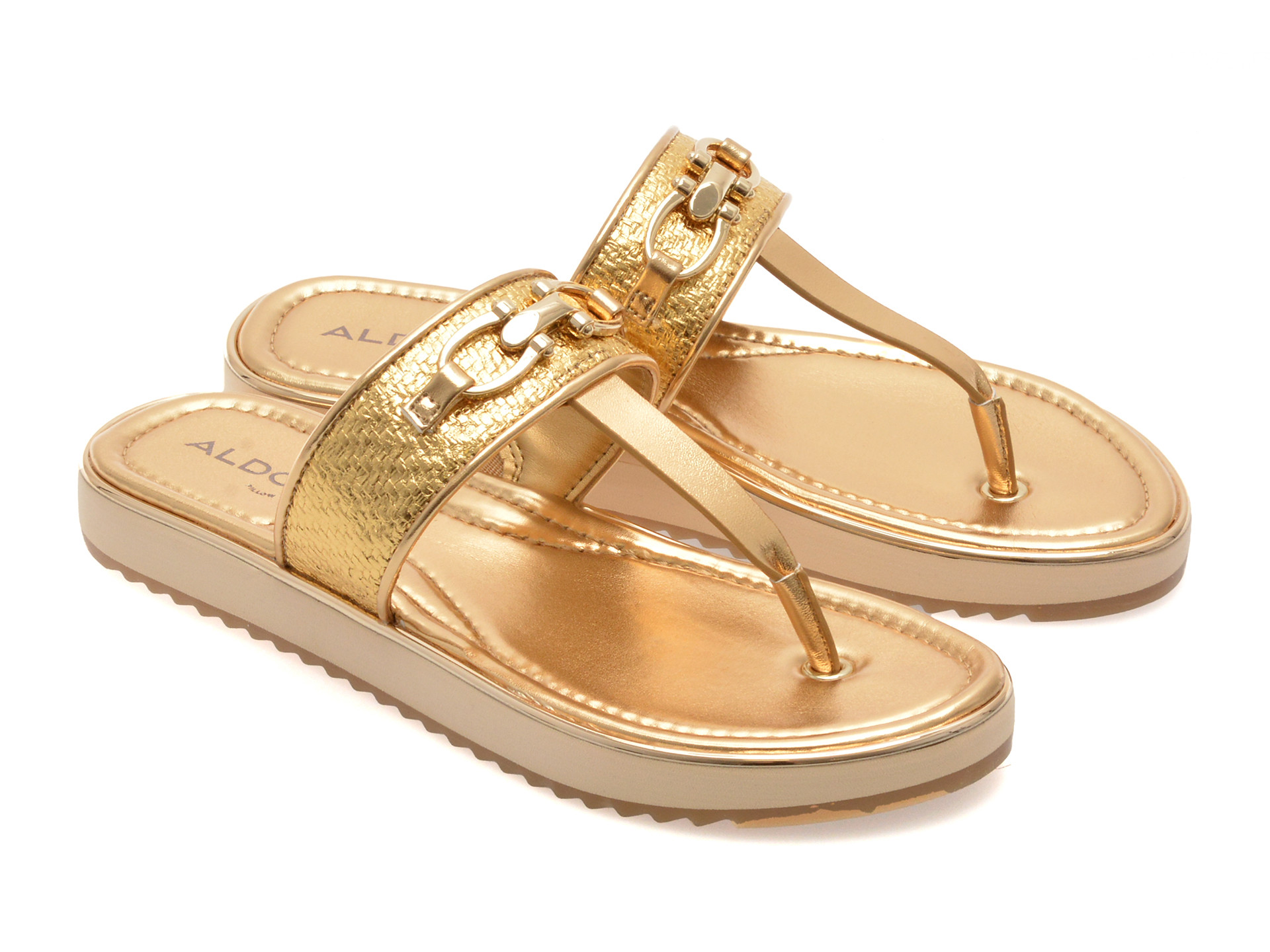 Papuci ALDO aurii, LAJOLLA 711, din piele ecologica