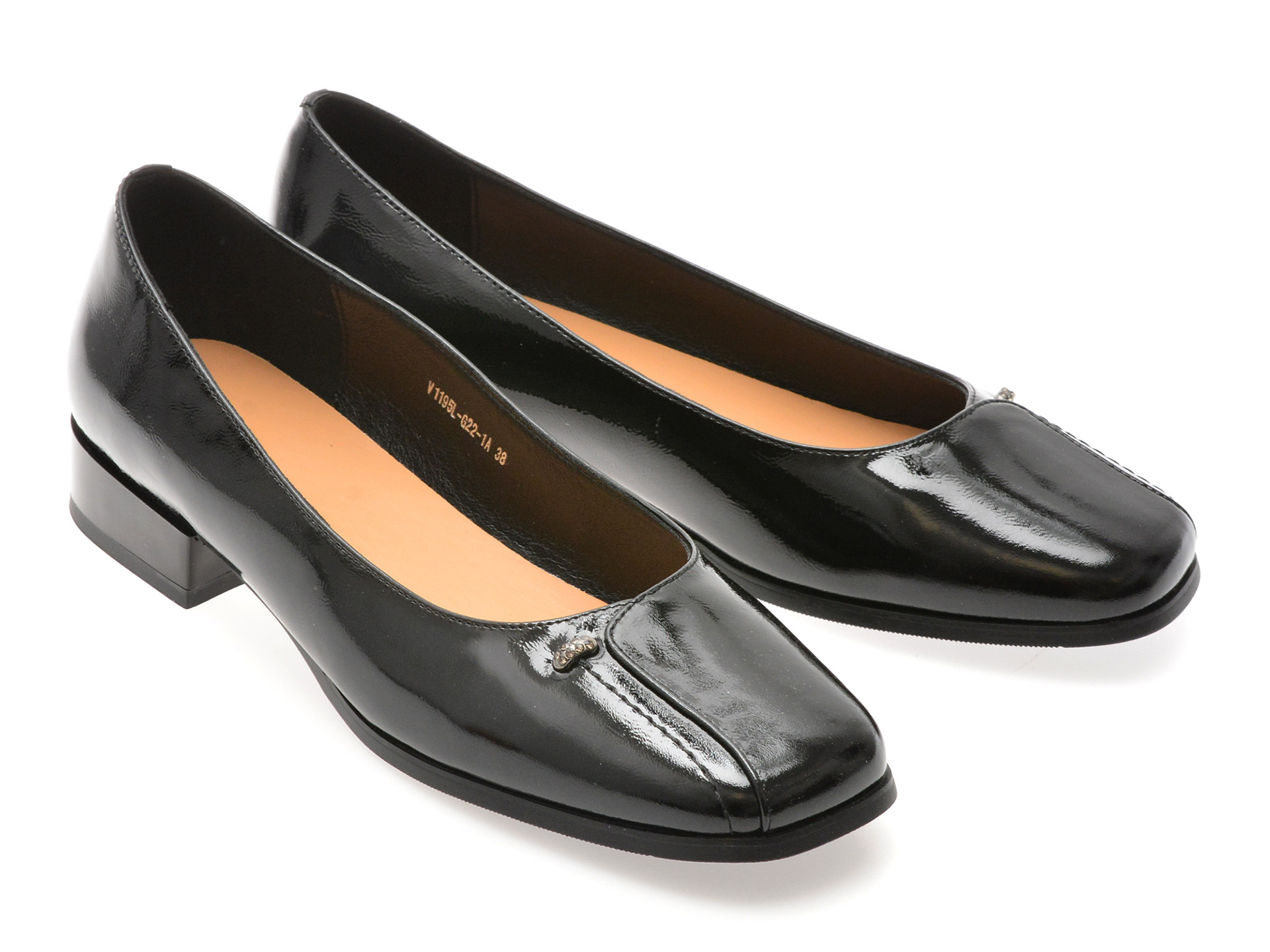 Balerini IMAGE negri, 1195G22, din piele naturala lacuita