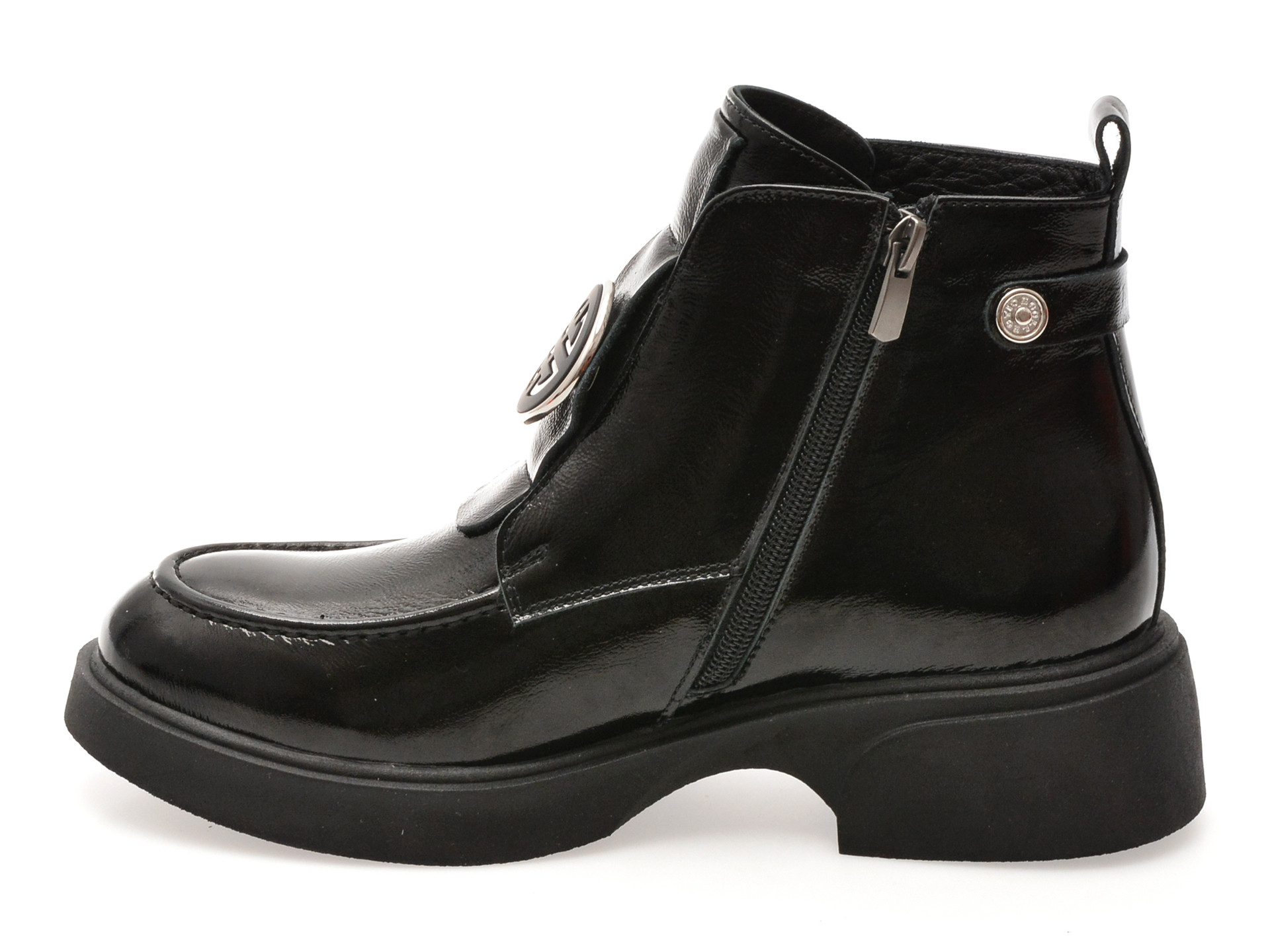 Ghete IMAGE negre, 3695030, din piele naturala lacuita