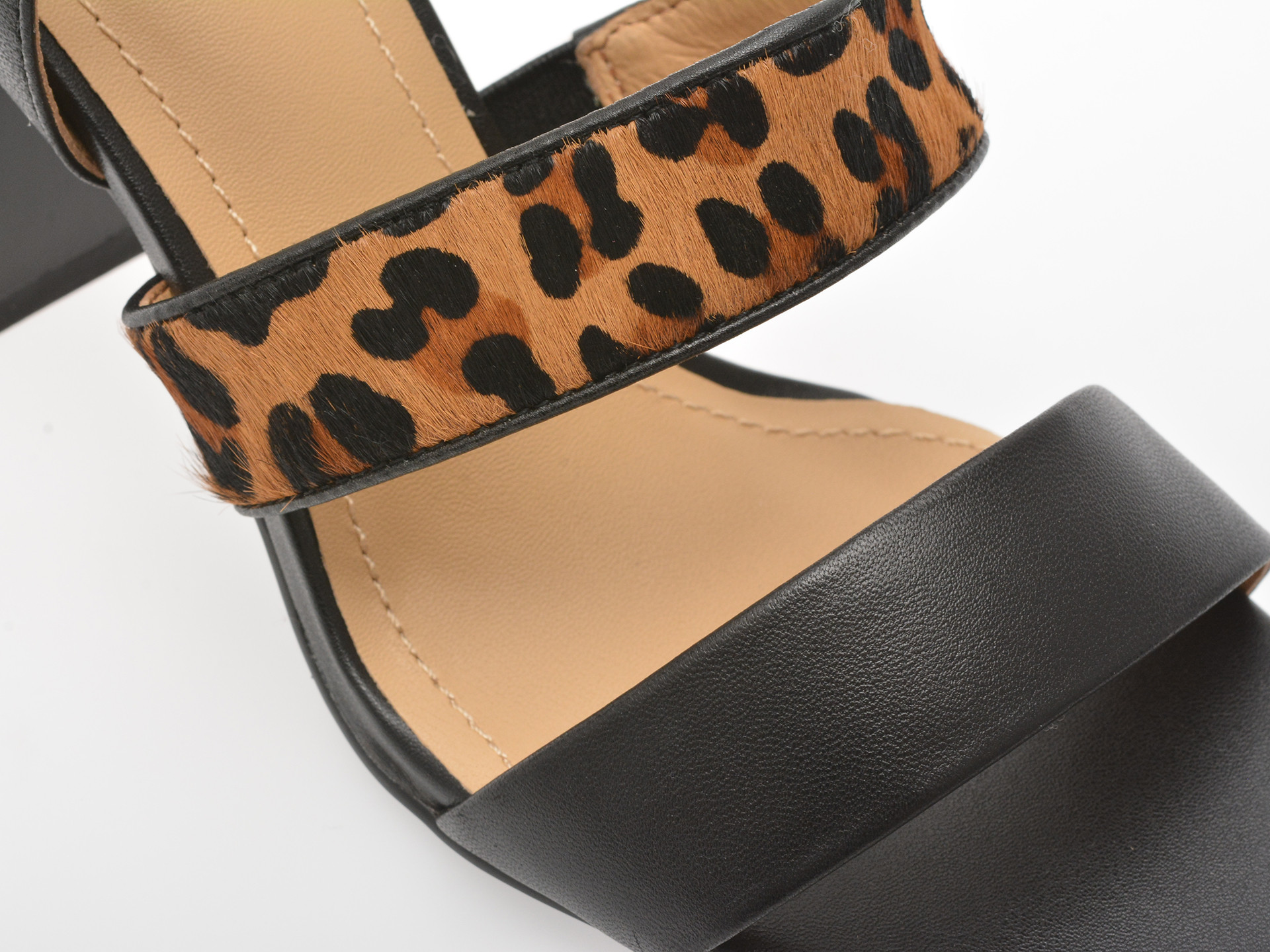 Sandale IMAGE negre, K996, din piele naturala