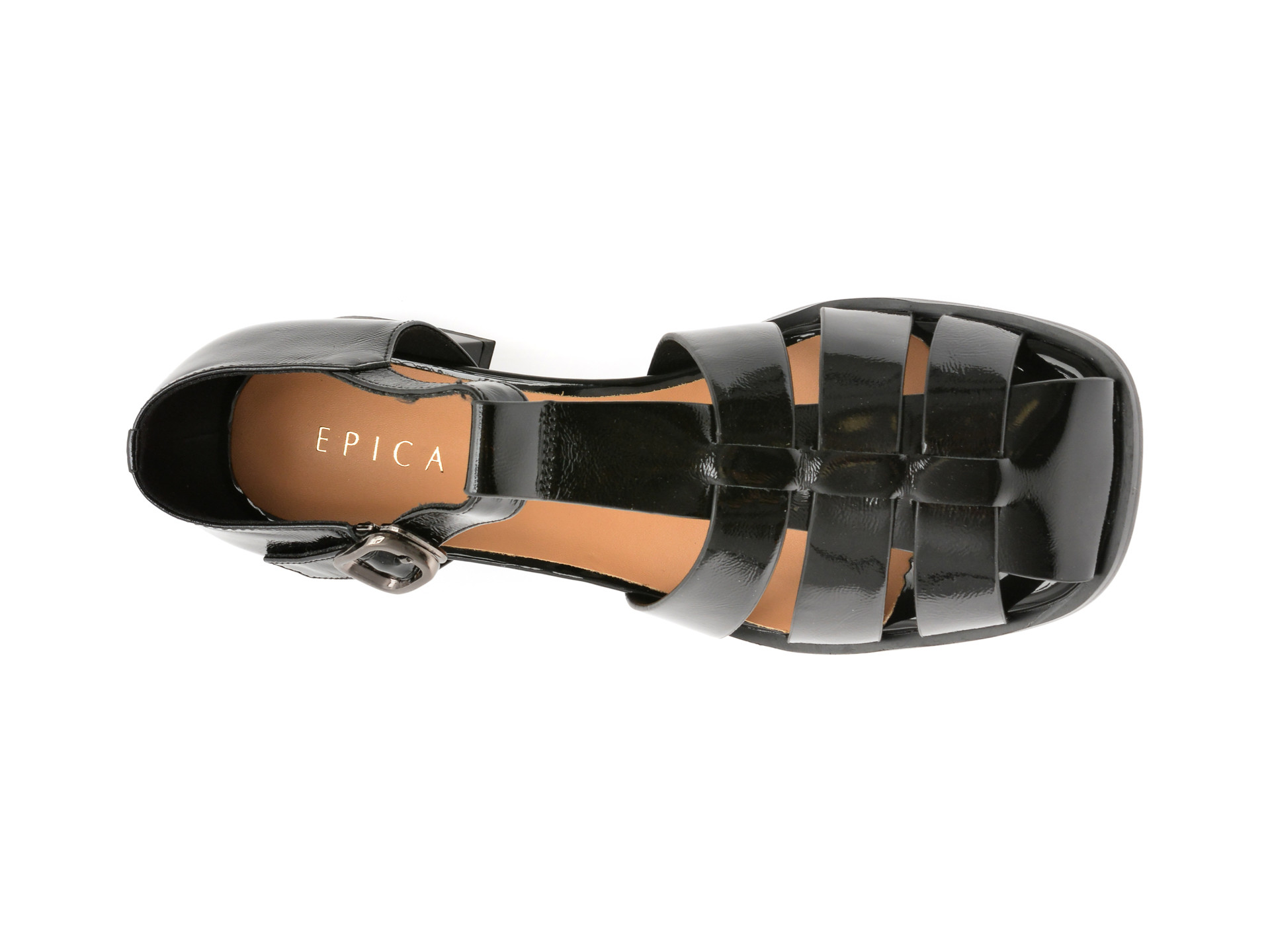Sandale EPICA negri, 1131G11, din piele naturala lacuita