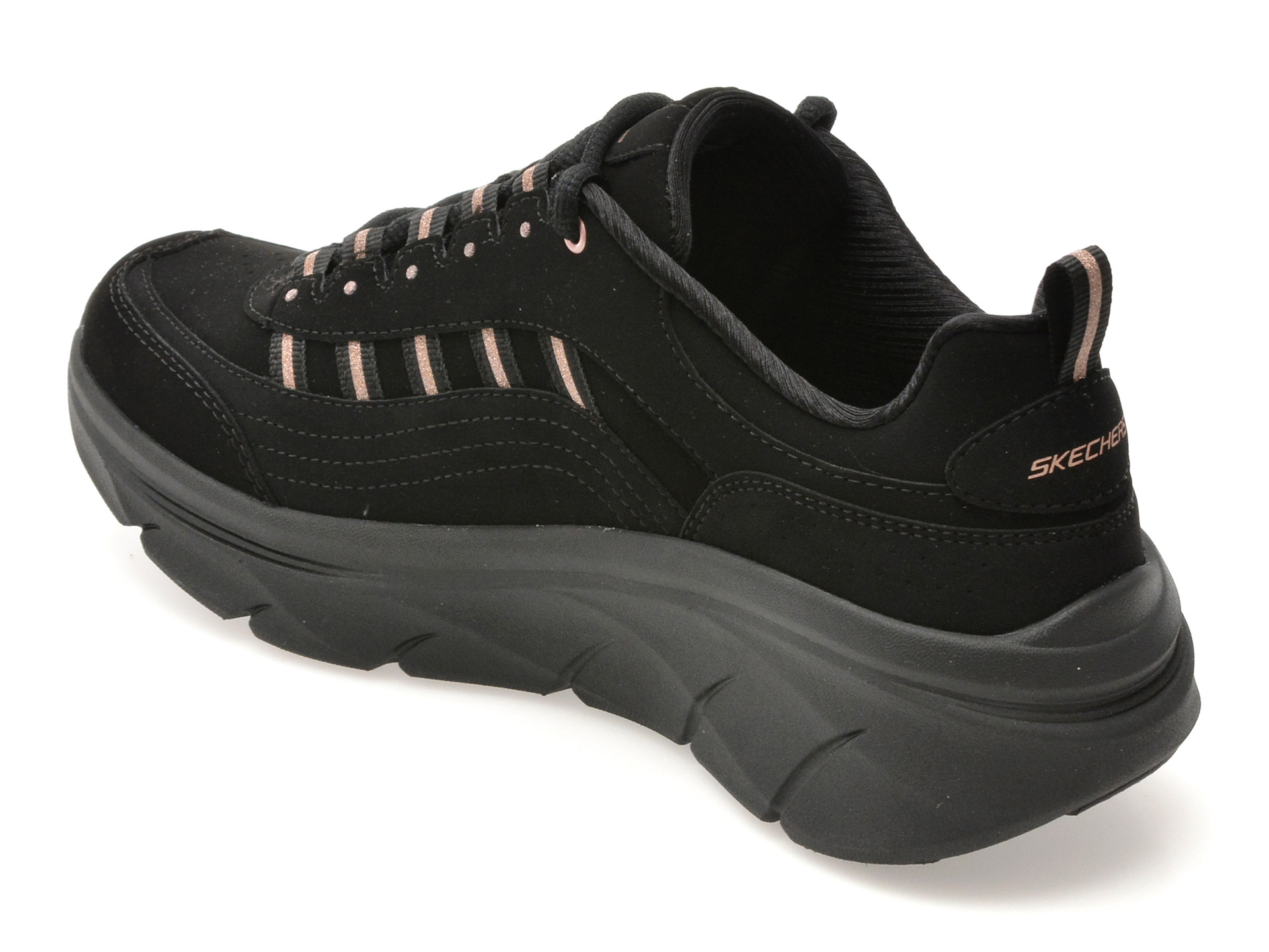 Pantofi sport SKECHERS negri, D LUX WALKER 2.0, din piele naturala