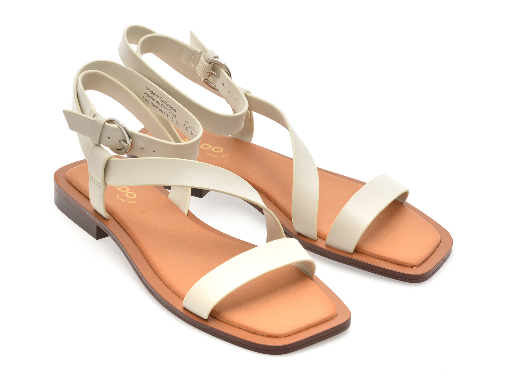 Sandale ALDO albe, GRUGAR 121, din piele naturala