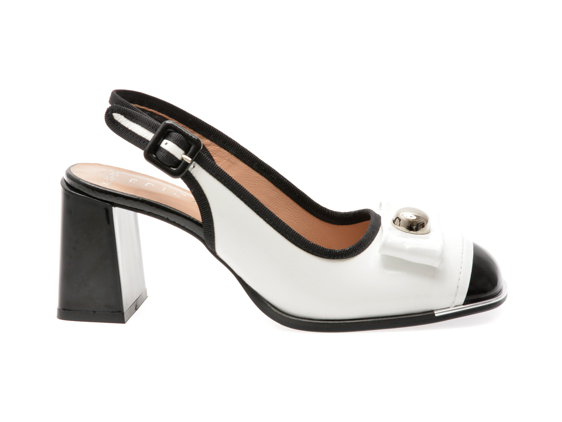 Sandale epica alb negru 6020232 din piele naturala lacuita