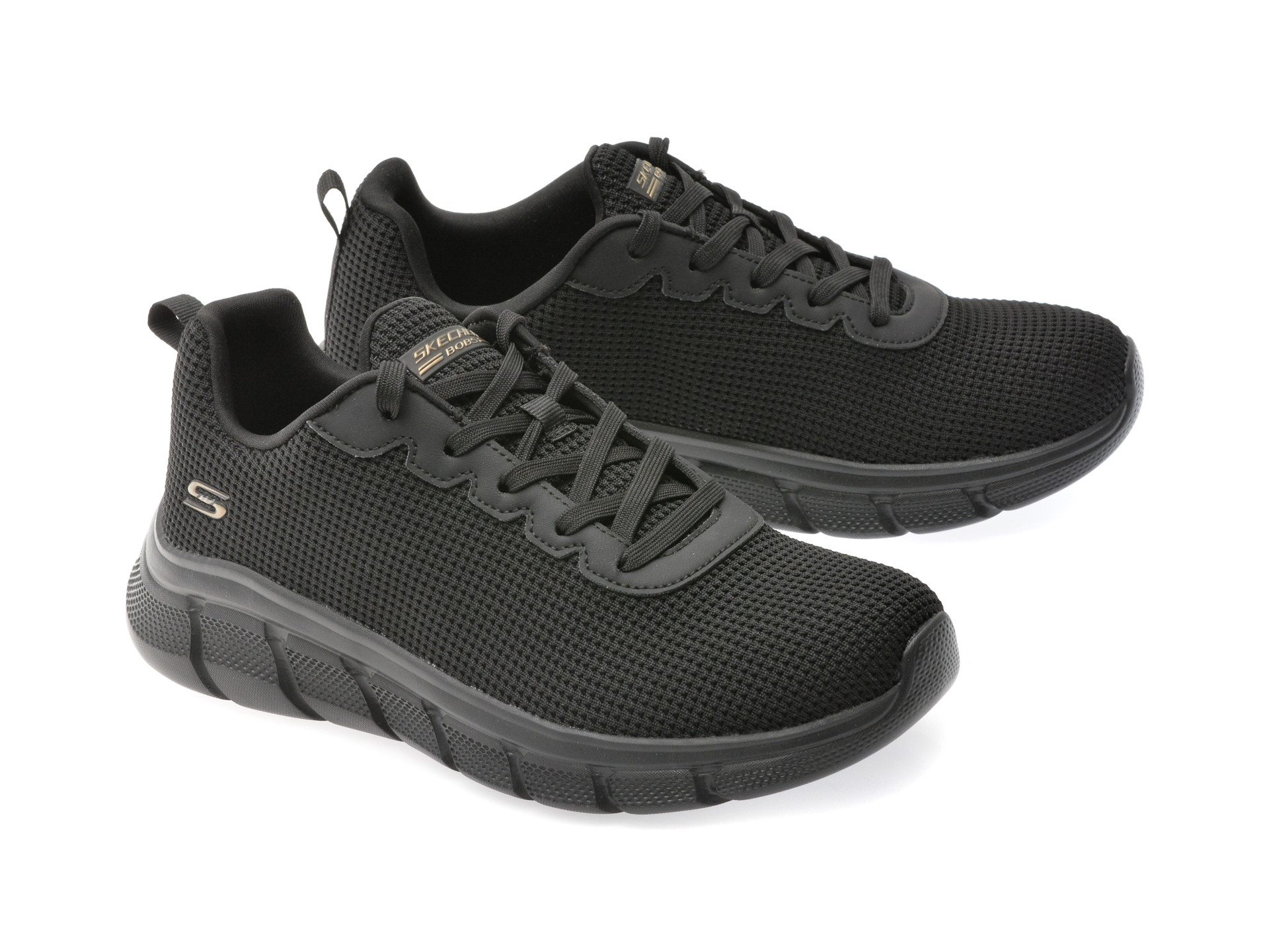 Pantofi sport SKECHERS negri, BOBS B FLEX, din material textil