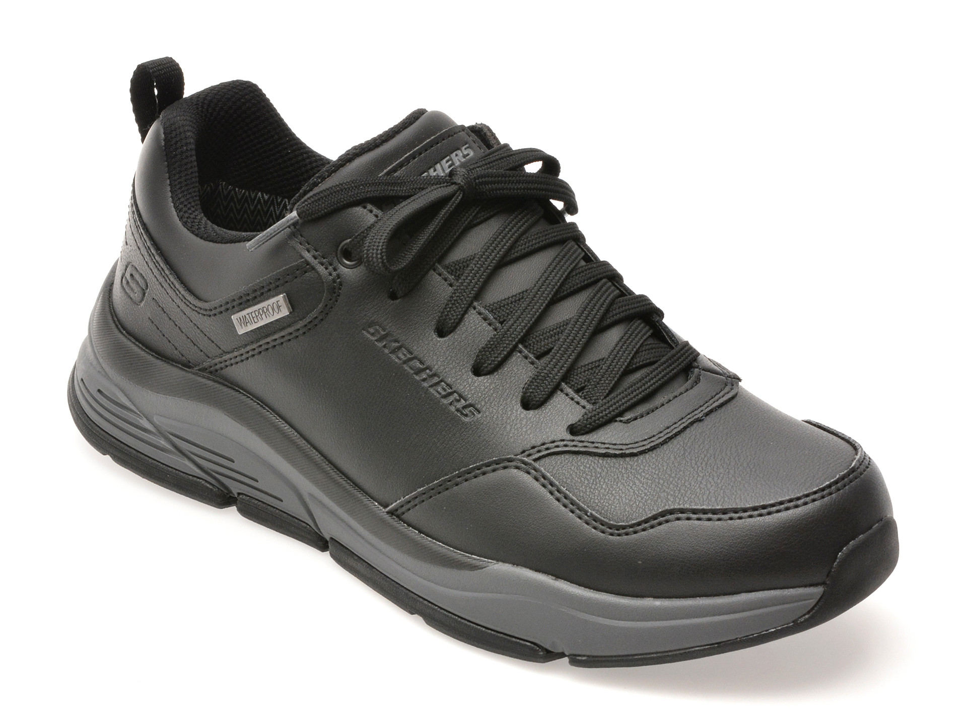 Pantofi sport SKECHERS negri, BENAGO, din piele naturala