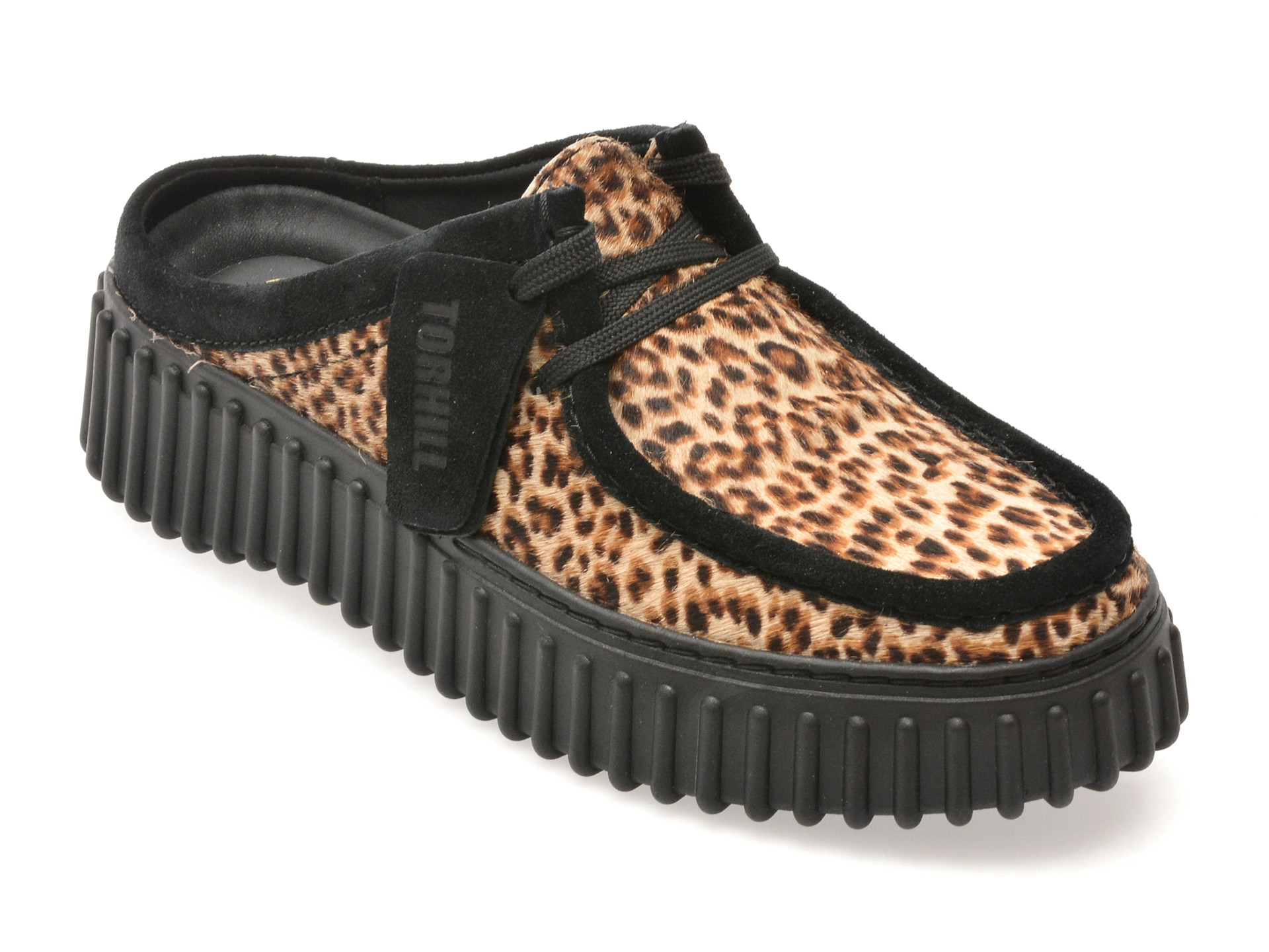 Papuci CLARKS maro, TORHILL MULE, din piele intoarsa