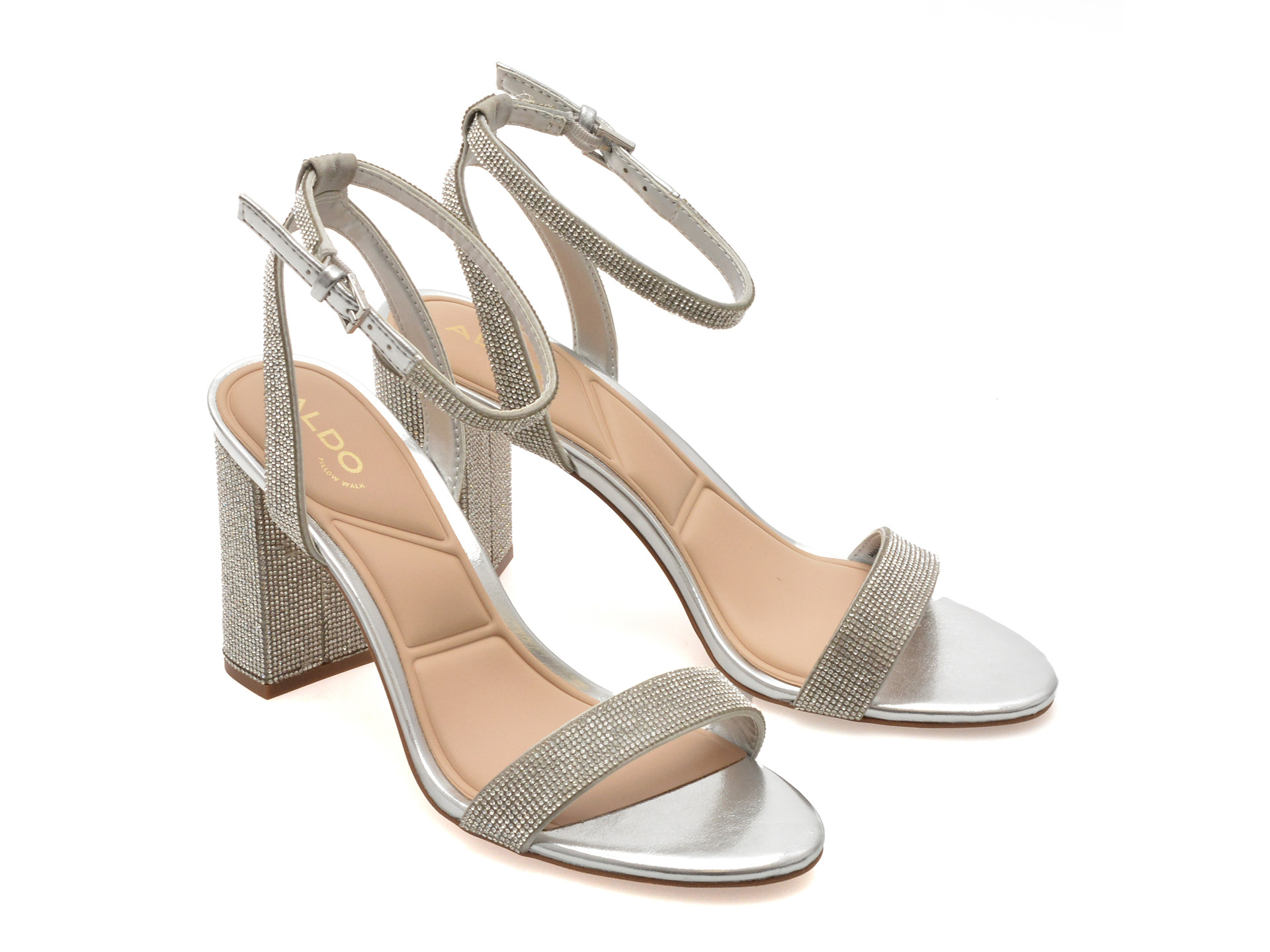 Sandale elegante ALDO argintii, RHIANNON 040, din piele ecologica