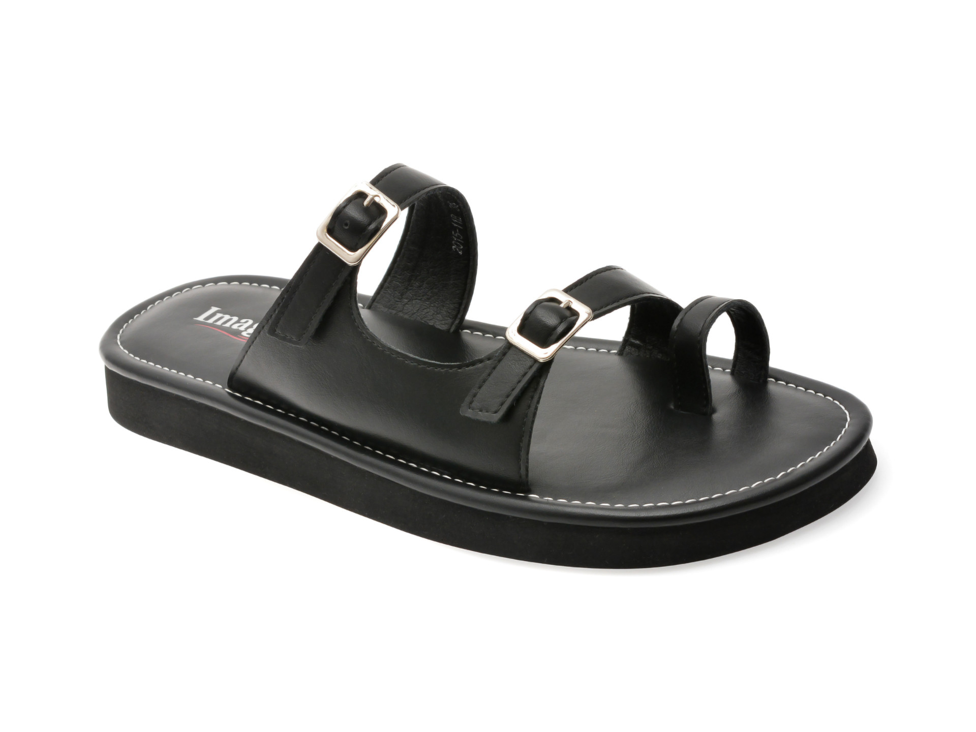 Papuci IMAGE negri, 201511, din piele naturala