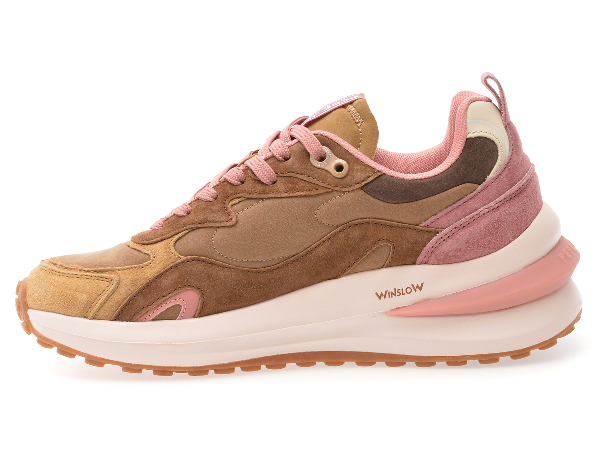 Pantofi sport PEPE JEANS maro, LS60013, din material textil si piele naturala