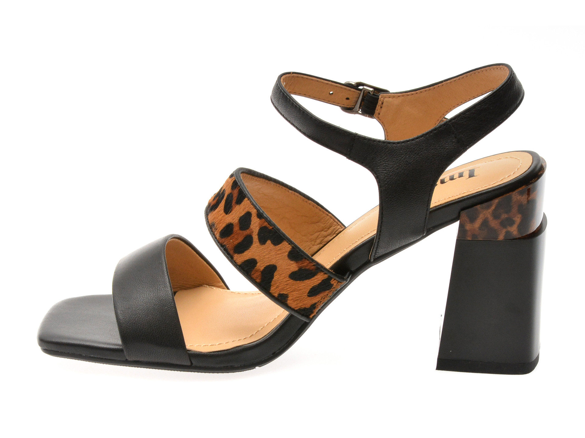 Sandale IMAGE negre, K996, din piele naturala