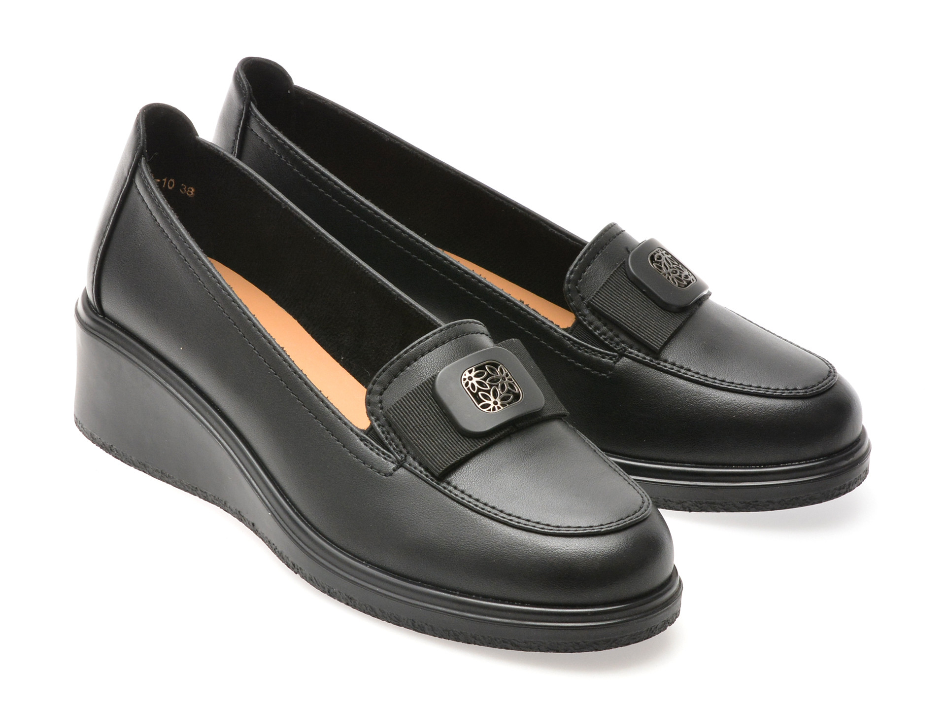 Mocasini IMAGE negri, 1216G23, din piele naturala