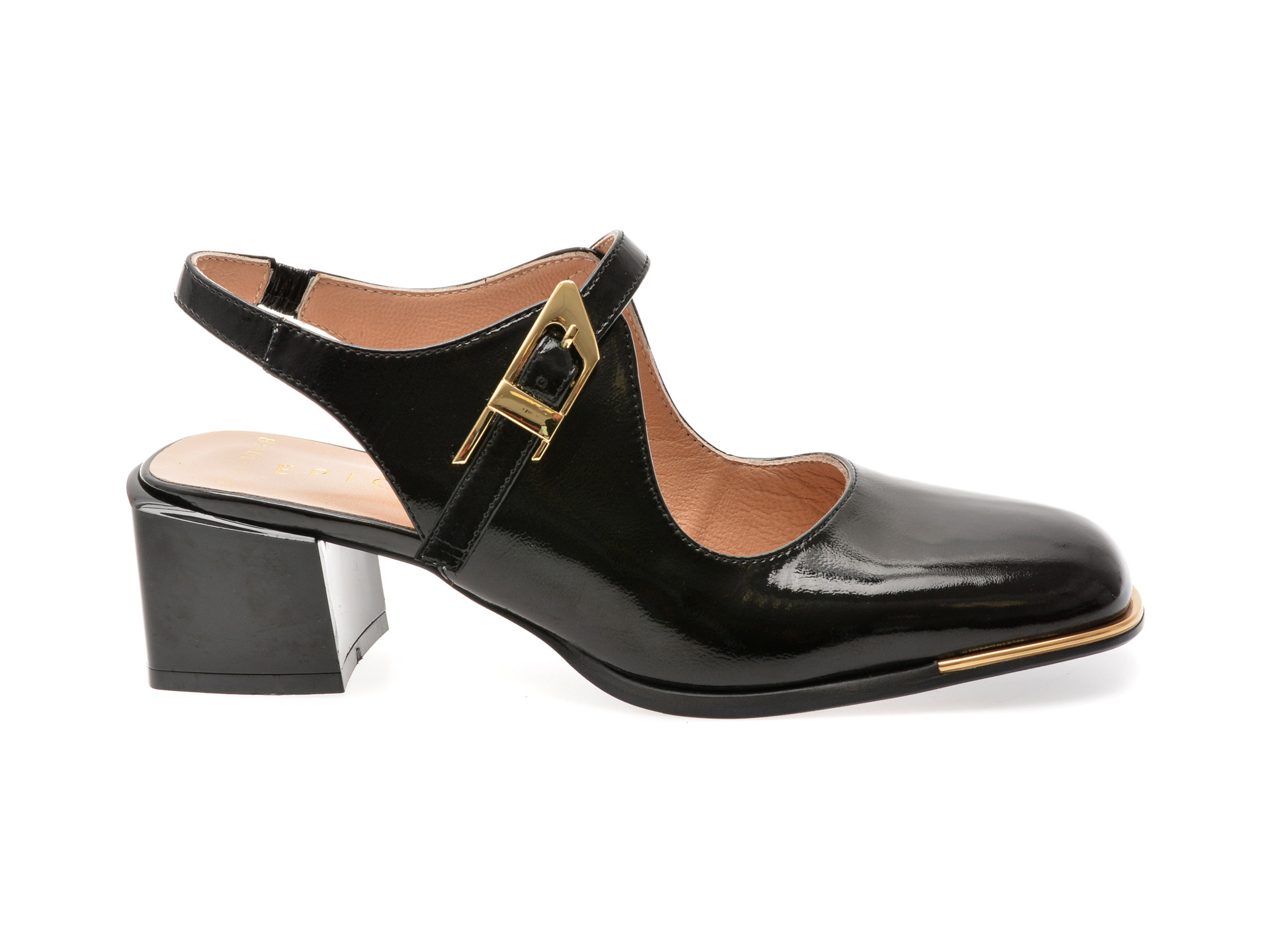 Pantofi EPICA negri, 6020182, din piele naturala lacuita