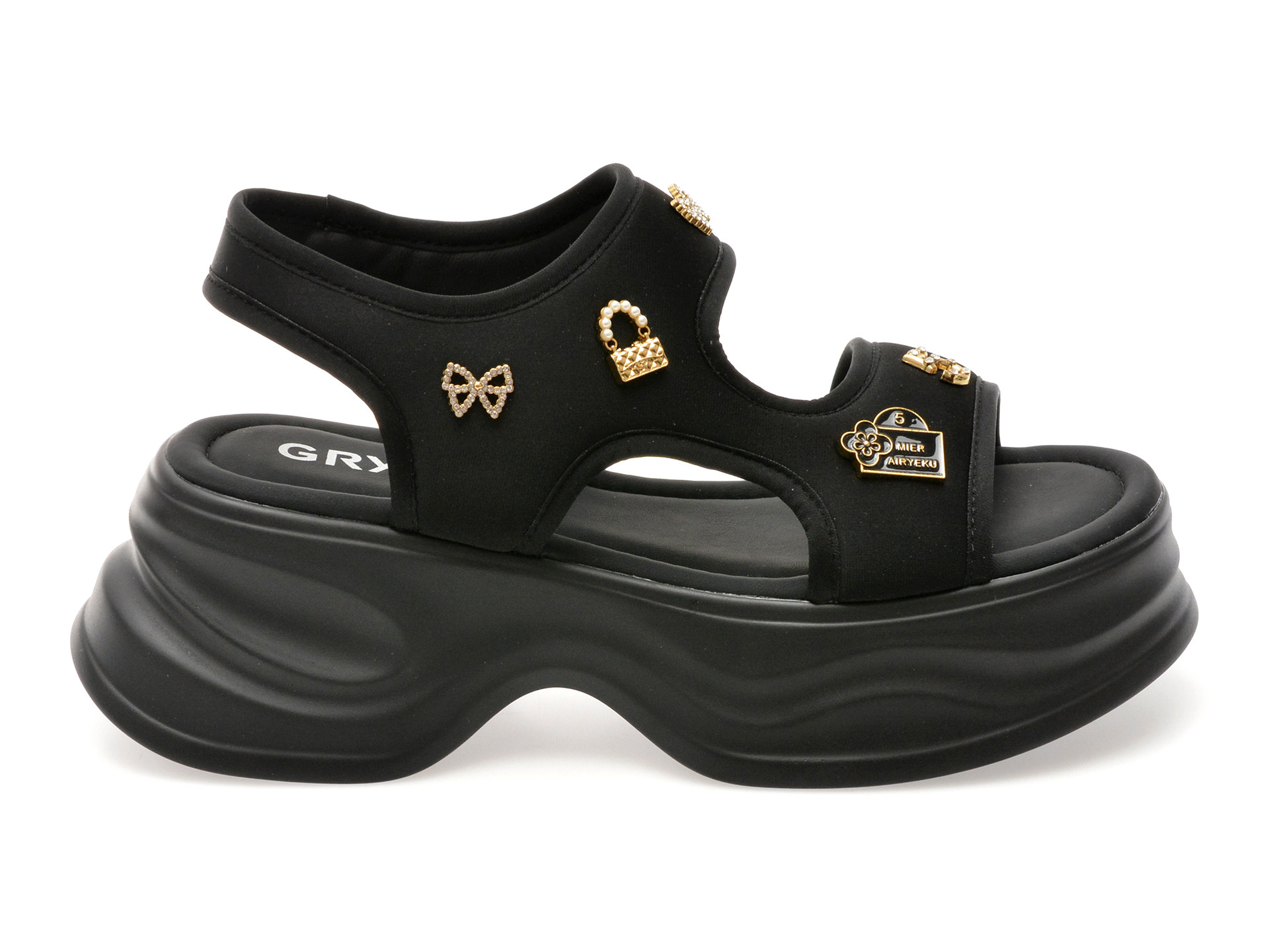 Sandale GRYXX negre, 5508, din material textil