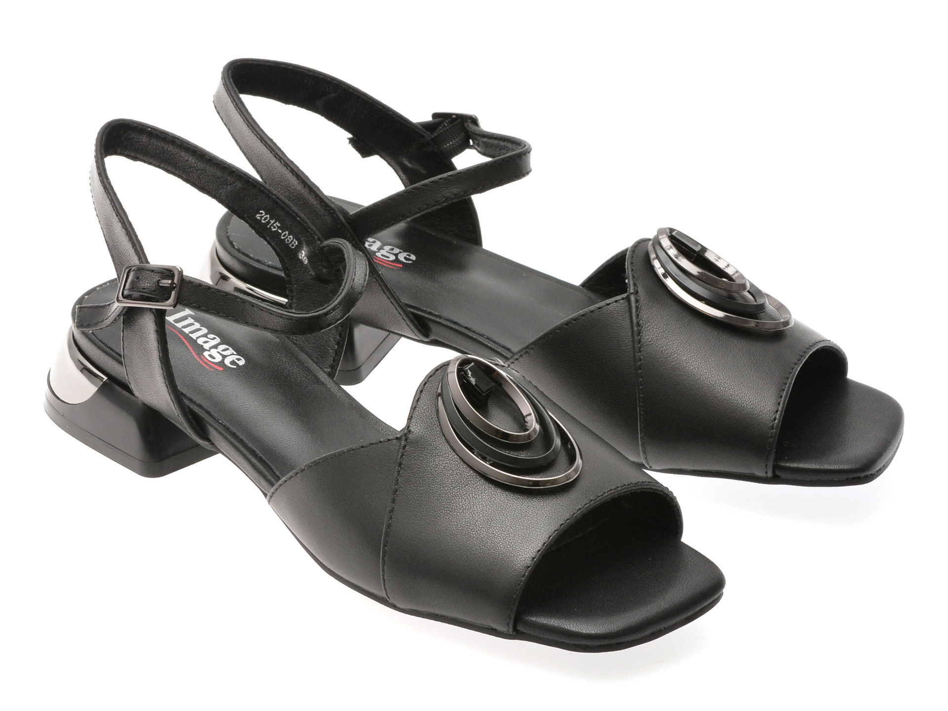 Sandale IMAGE negre, 201508, din piele naturala
