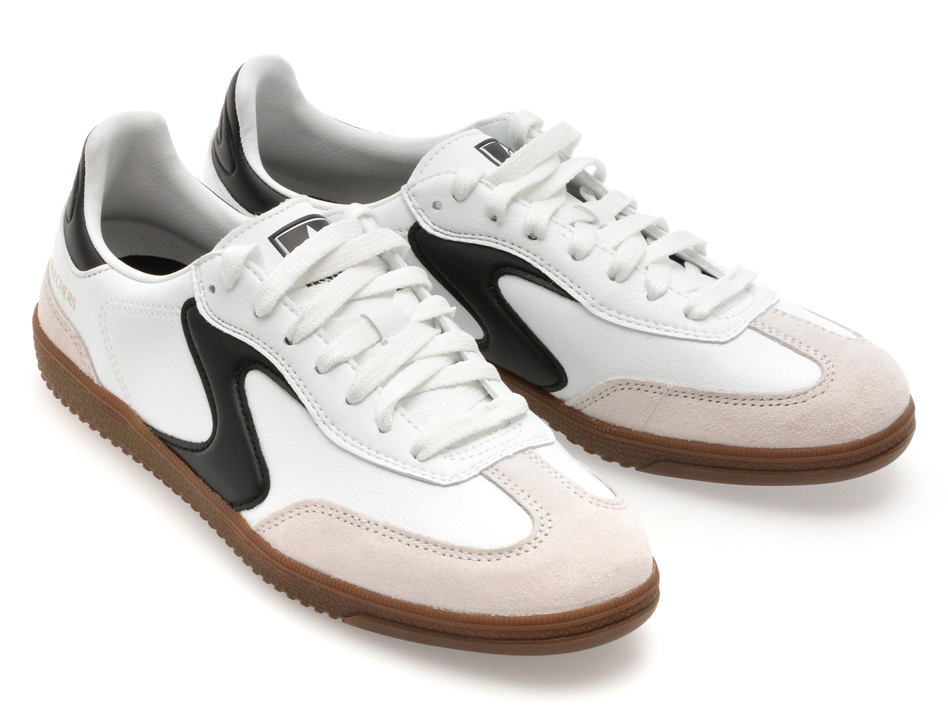 Pantofi sport SKECHERS alb-negru, HOTSHOT, din piele ecologica