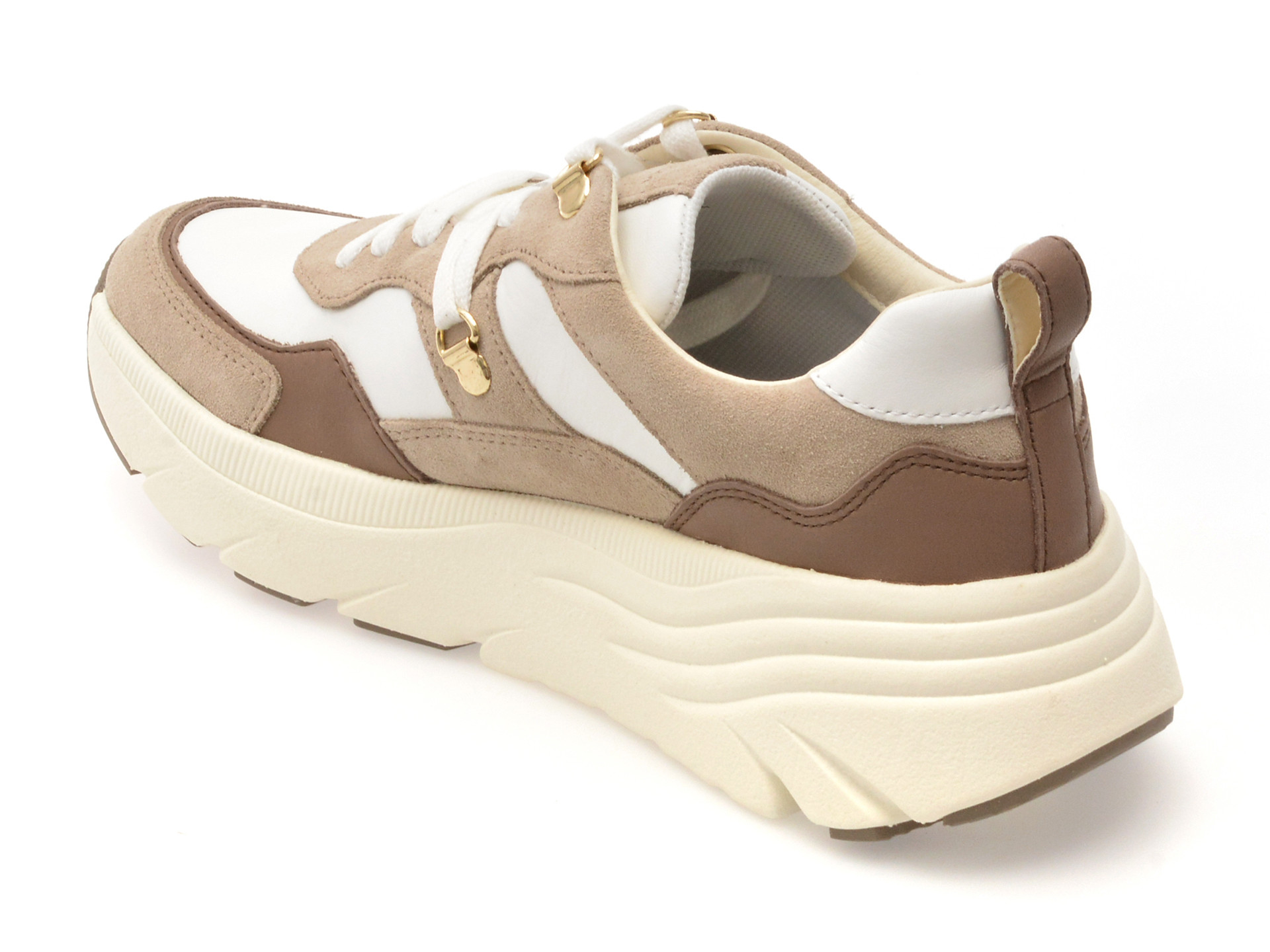 Pantofi sport GEOX albi, D36UFE, din piele naturala