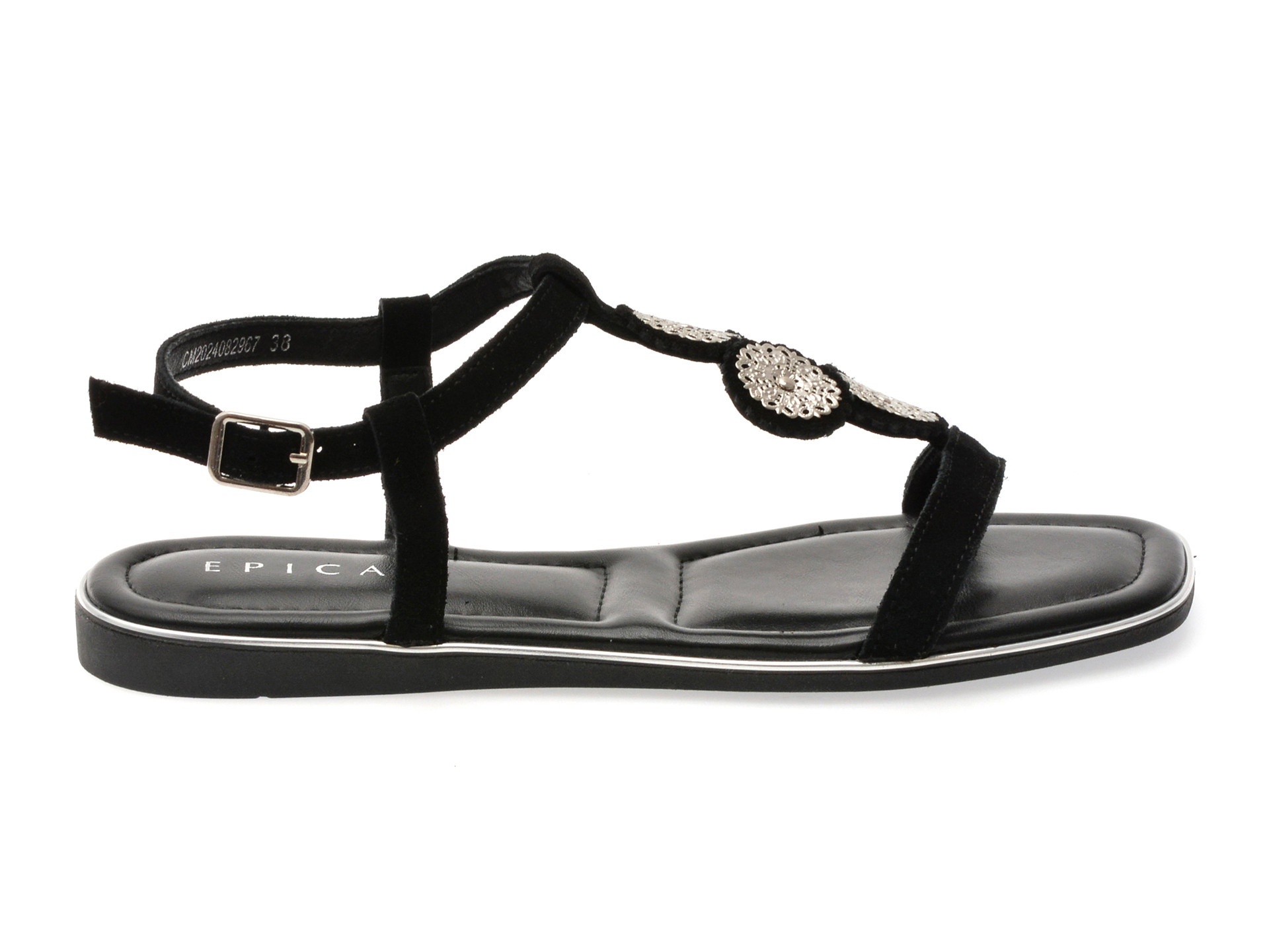 Sandale EPICA negre, 82967, din piele intoarsa