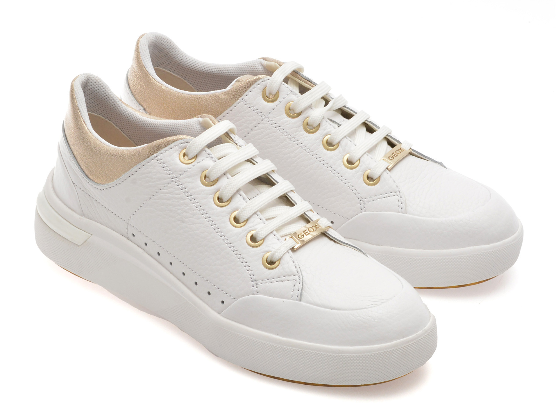 Pantofi sport GEOX albi, D36QFA, din piele naturala