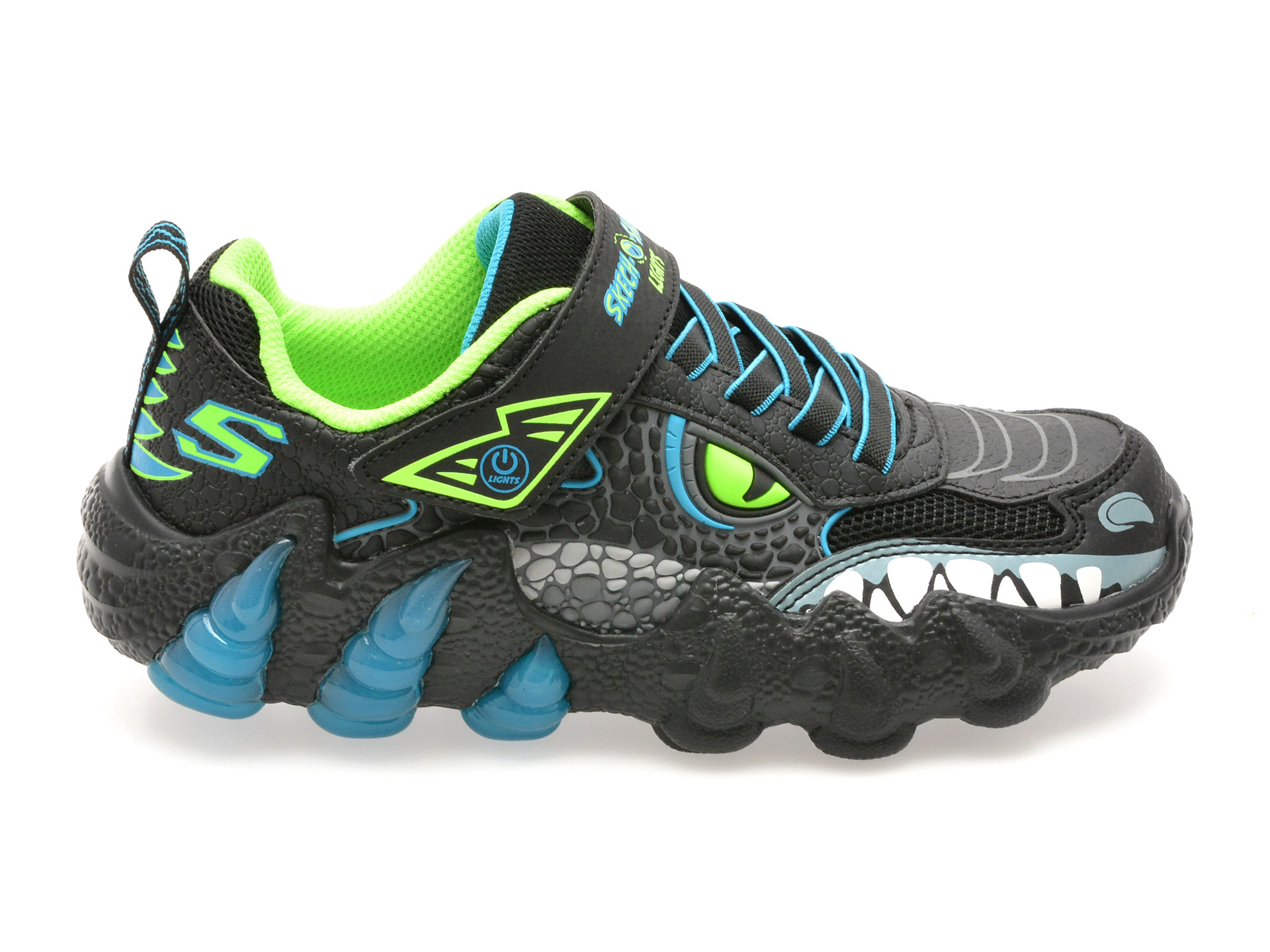 Pantofi sport SKECHERS negri, SKECH-O-SAURUS LIGHTS 2.0, din material textil