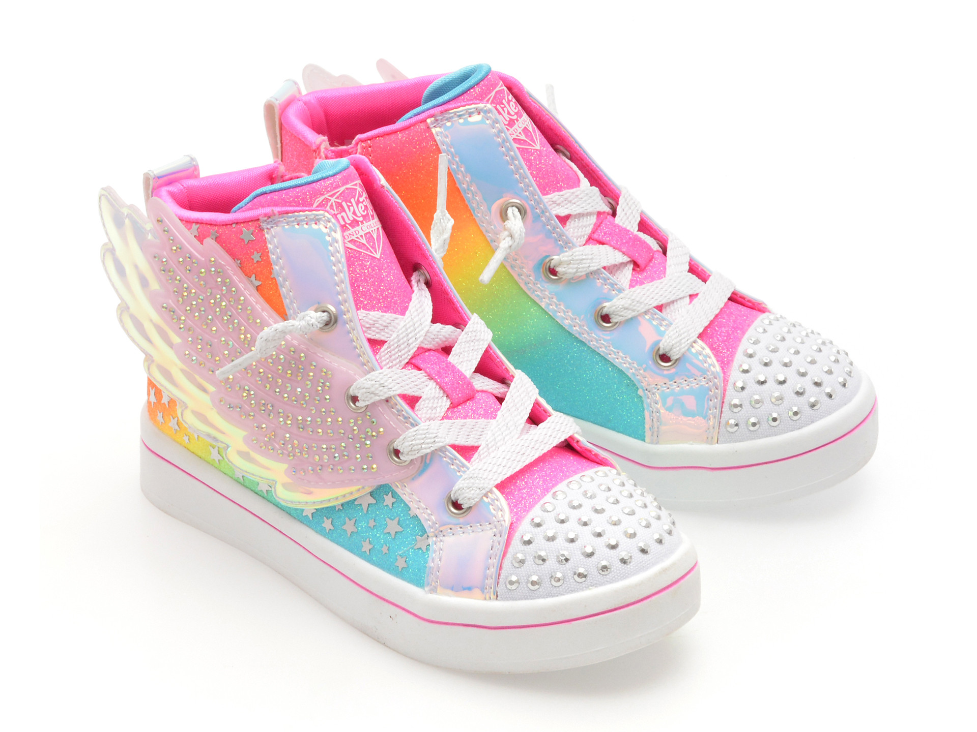 Ghete SKECHERS roz, TWI-LITES 2.0, din piele ecologica