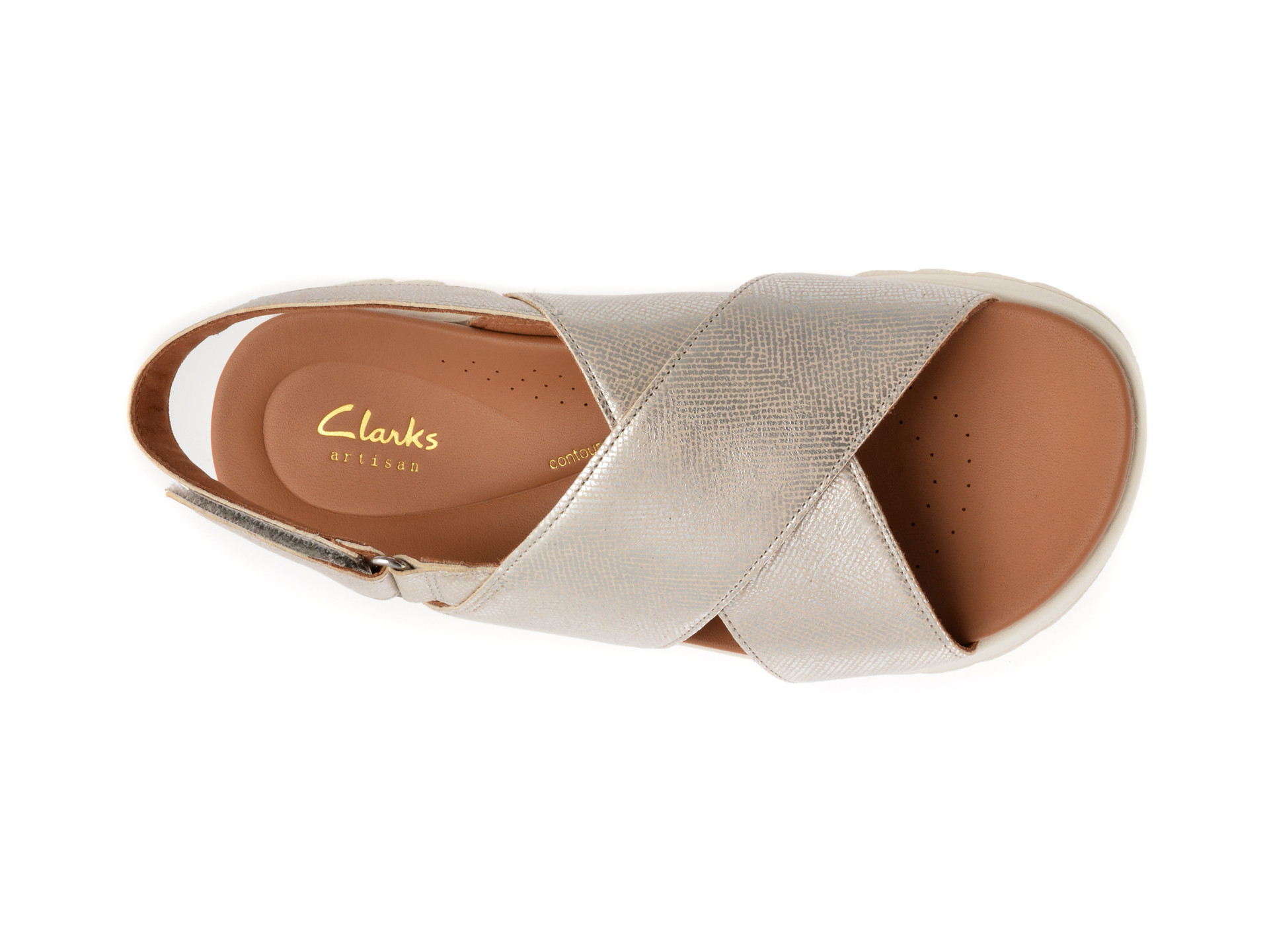 Sandale CLARKS argintii, DASH LITE WISH, din piele naturala
