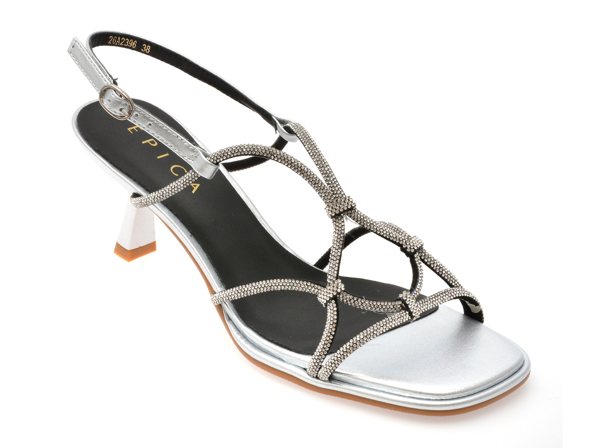 Sandale elegante EPICA argintii, 2396, din piele ecologica