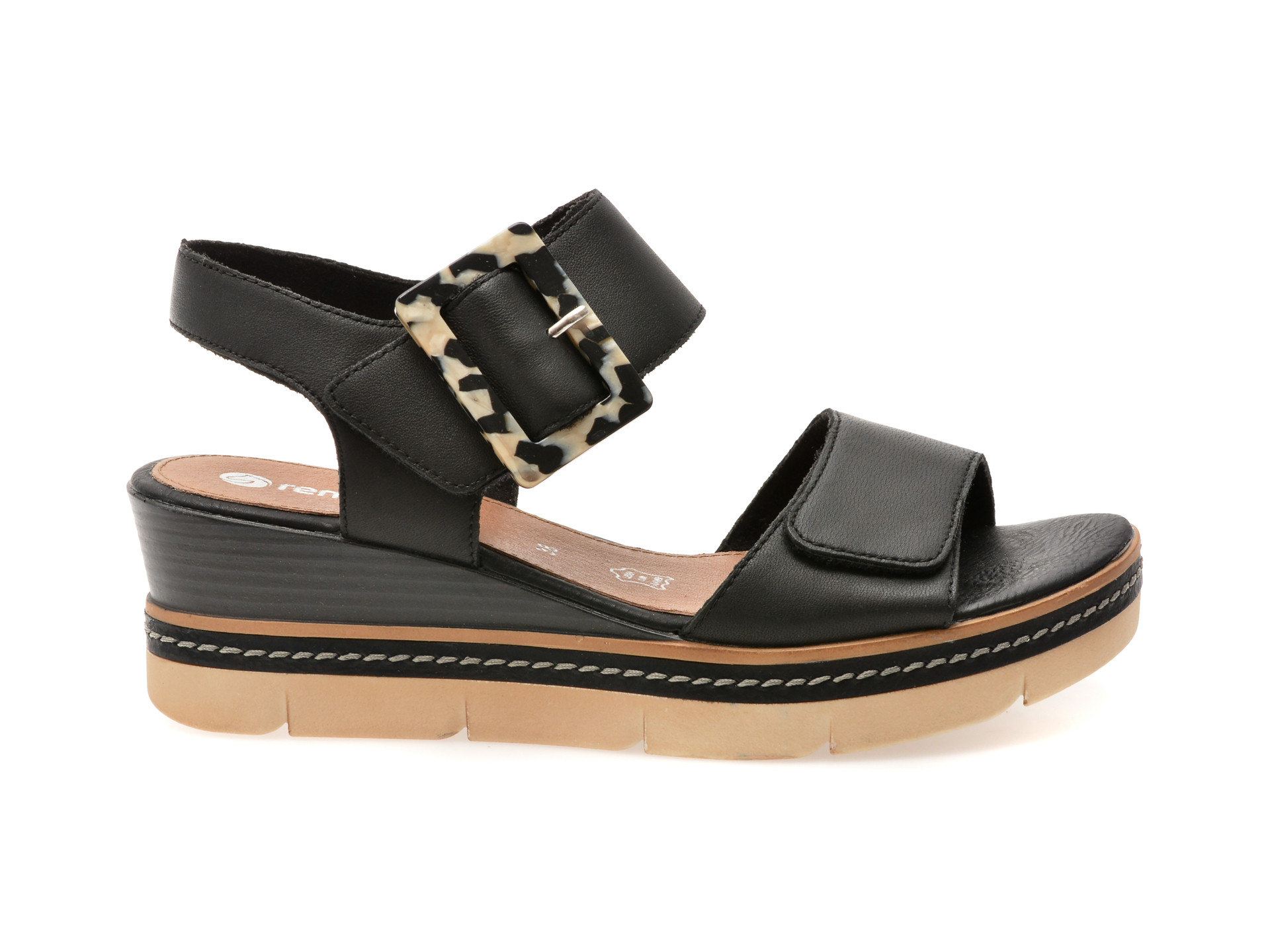 Sandale REMONTE negre, D2L53, din piele naturala