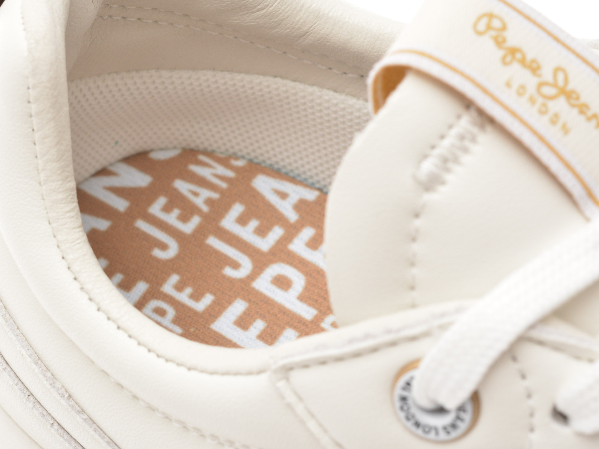 Pantofi sport PEPE JEANS albi, LS60014, din piele naturala