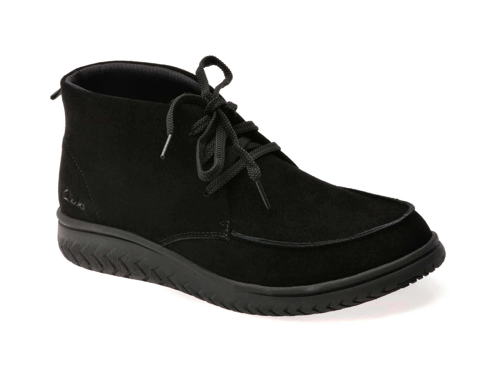 Ghete CLARKS negre, RELAX LITE MOC, din piele intoarsa