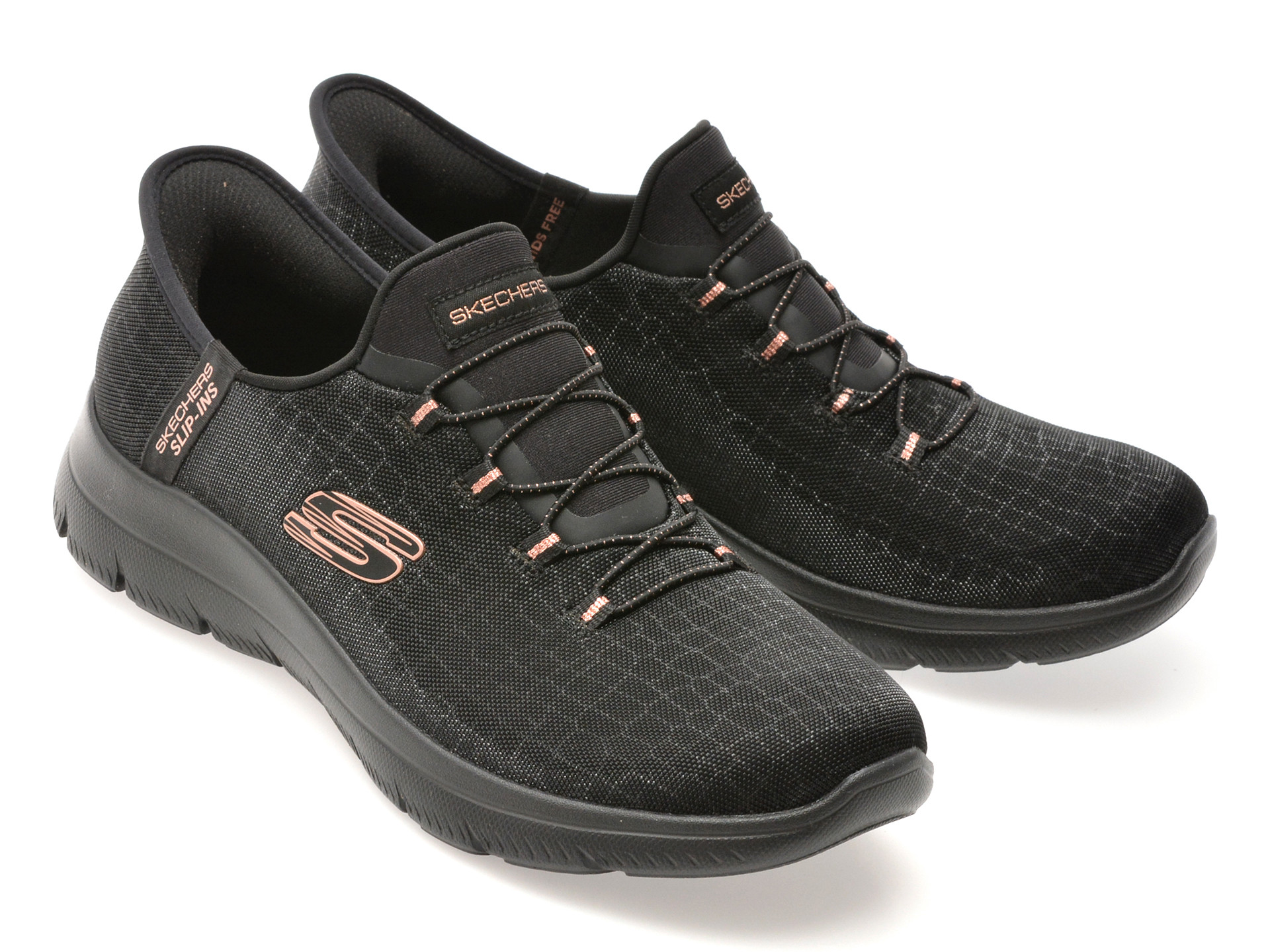 Pantofi sport SKECHERS negri, SUMMITS, din material textil