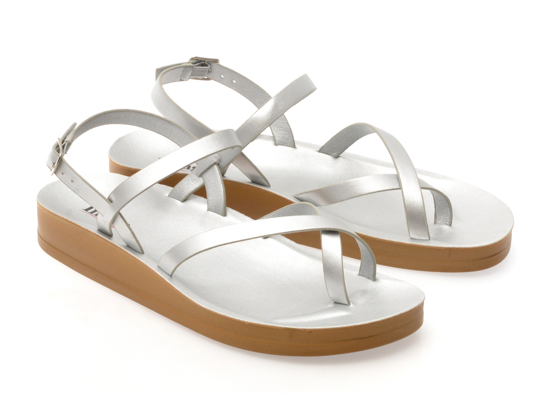 Sandale IMAGE argintii, 10728, din piele ecologica