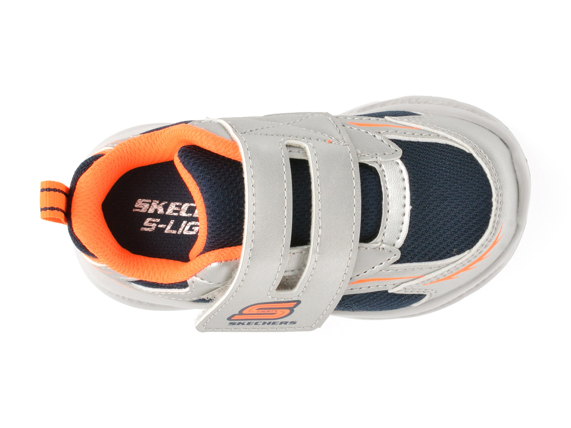 Pantofi sport SKECHERS argintii, METEOR-LIGHTS, din material textil