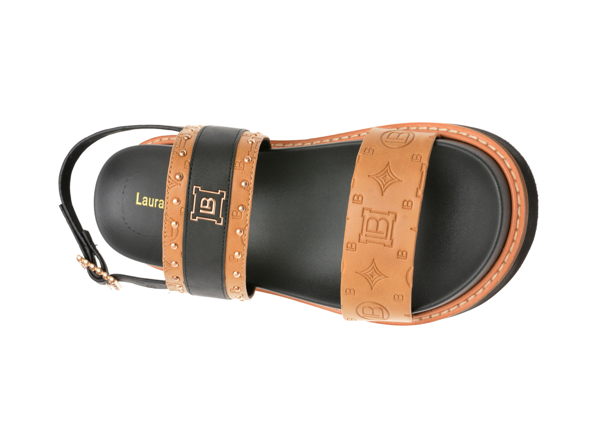 Sandale LAURA BIAGIOTTI maro, 9078, din piele ecologica