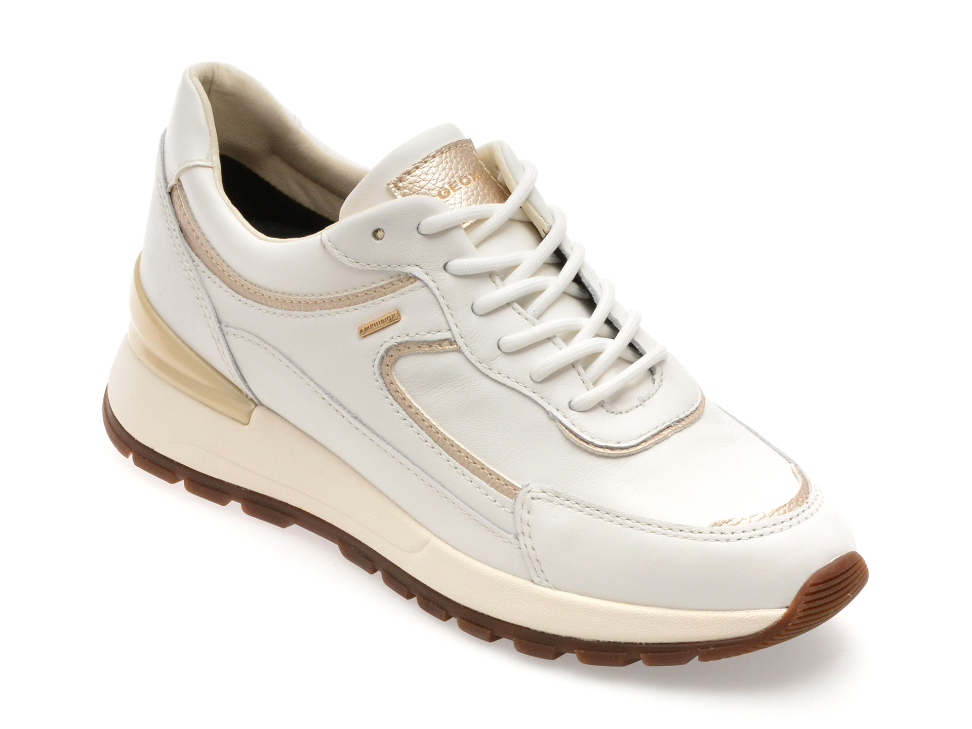 Pantofi sport GEOX albi, D563LB, din piele naturala