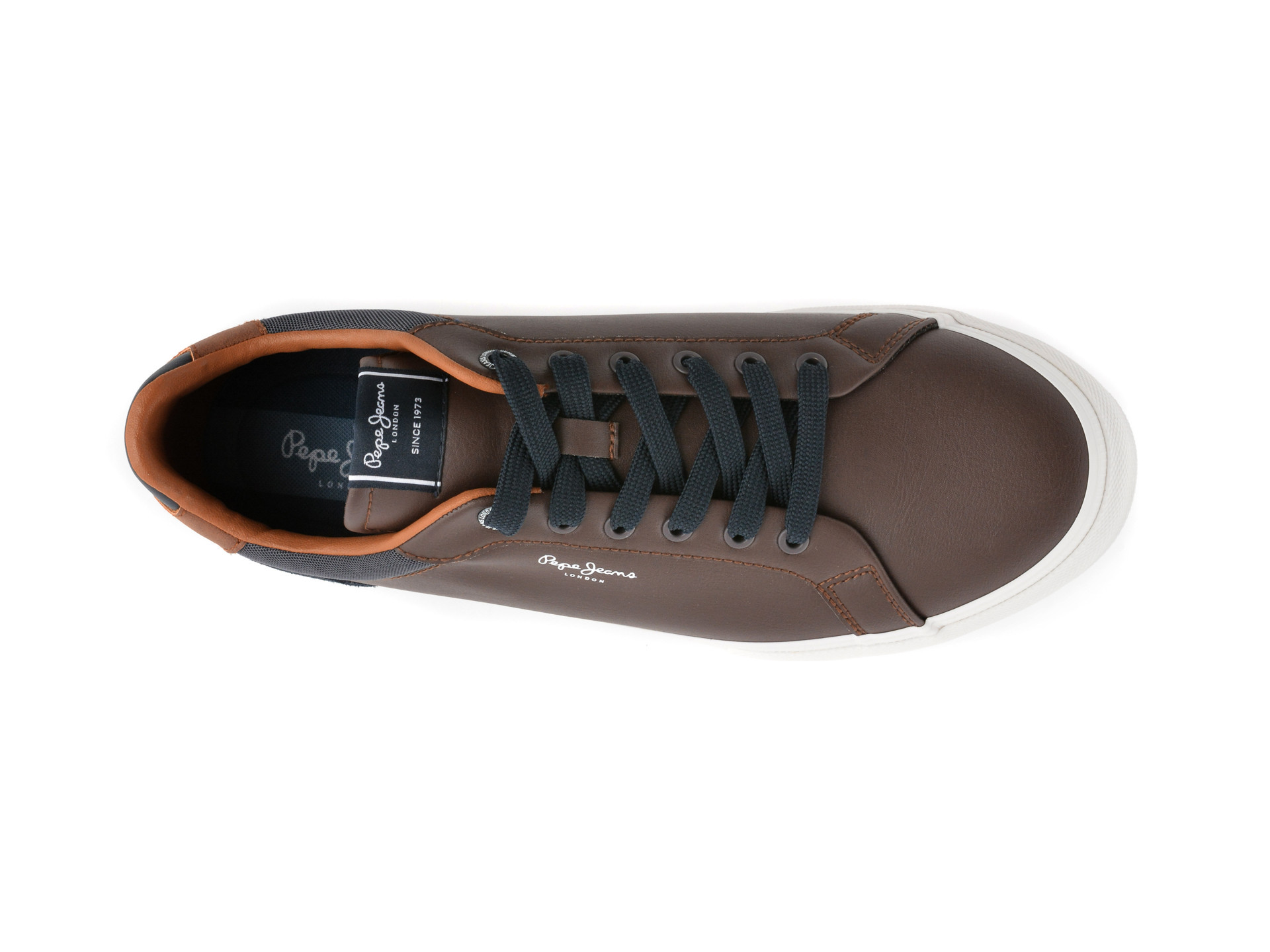 Pantofi sport PEPE JEANS maro, KENTON COURT, din piele ecologica