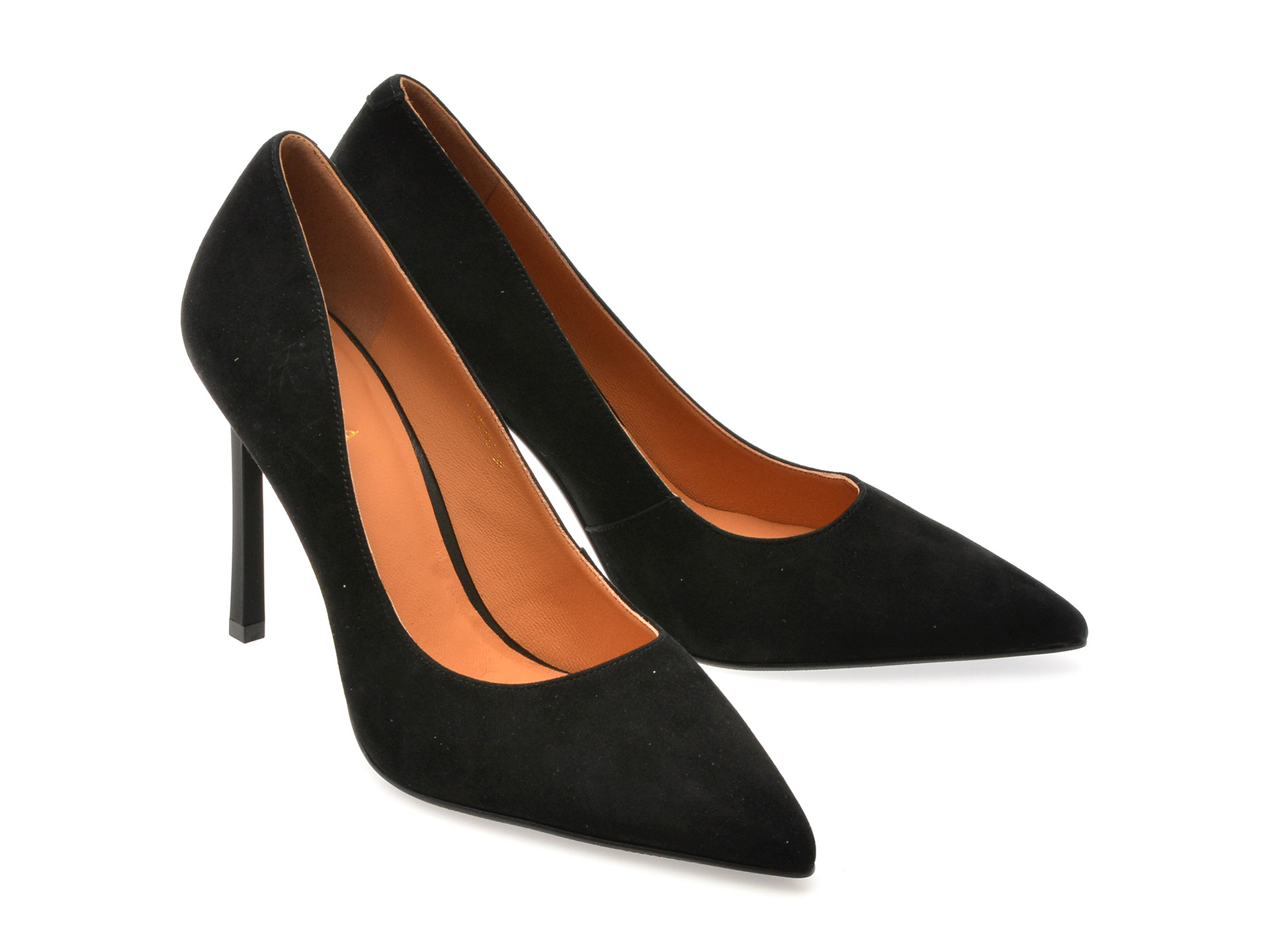 Pantofi eleganti EPICA negri, E19070, din piele intoarsa