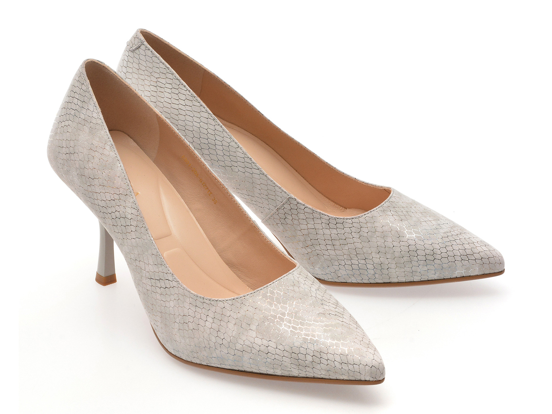 Pantofi eleganti EPICA gri, E301, din piele naturala