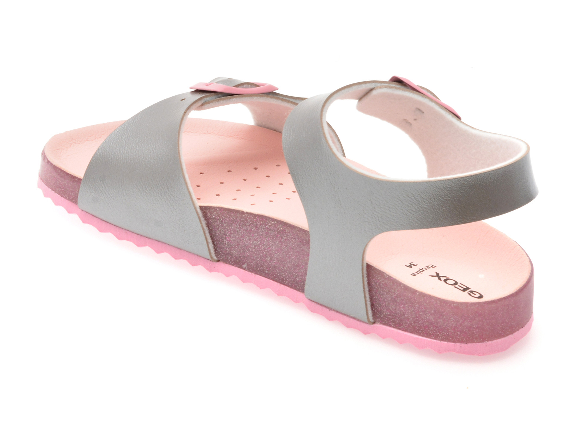 Sandale GEOX argintii, J558MI, din piele ecologica