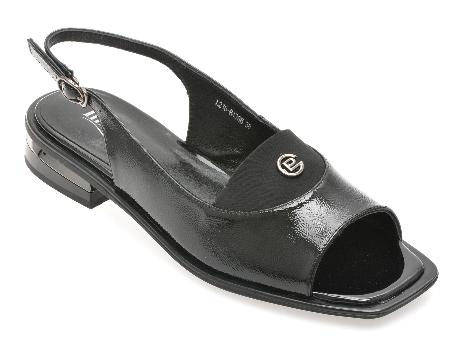 Sandale IMAGE negre, L216, din piele naturala