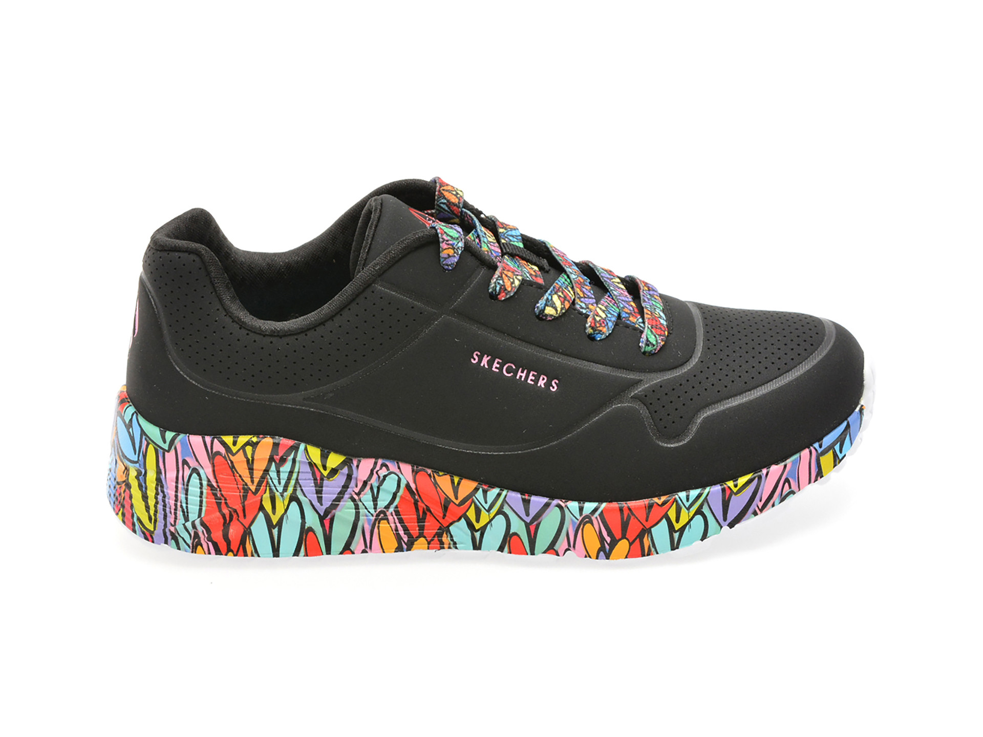 Pantofi sport SKECHERS negri, UNO LITE, din piele ecologica