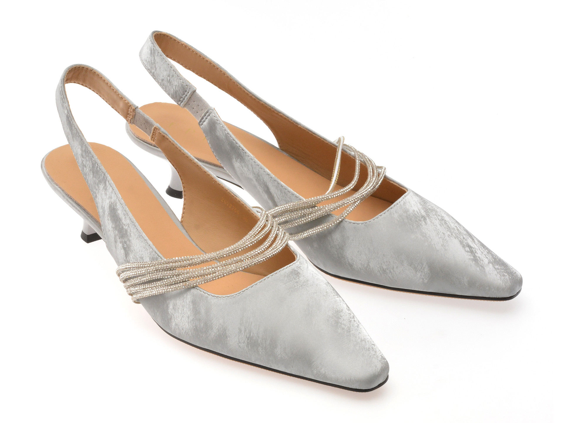 Pantofi eleganti EPICA argintii, 26V2266, din piele ecologica